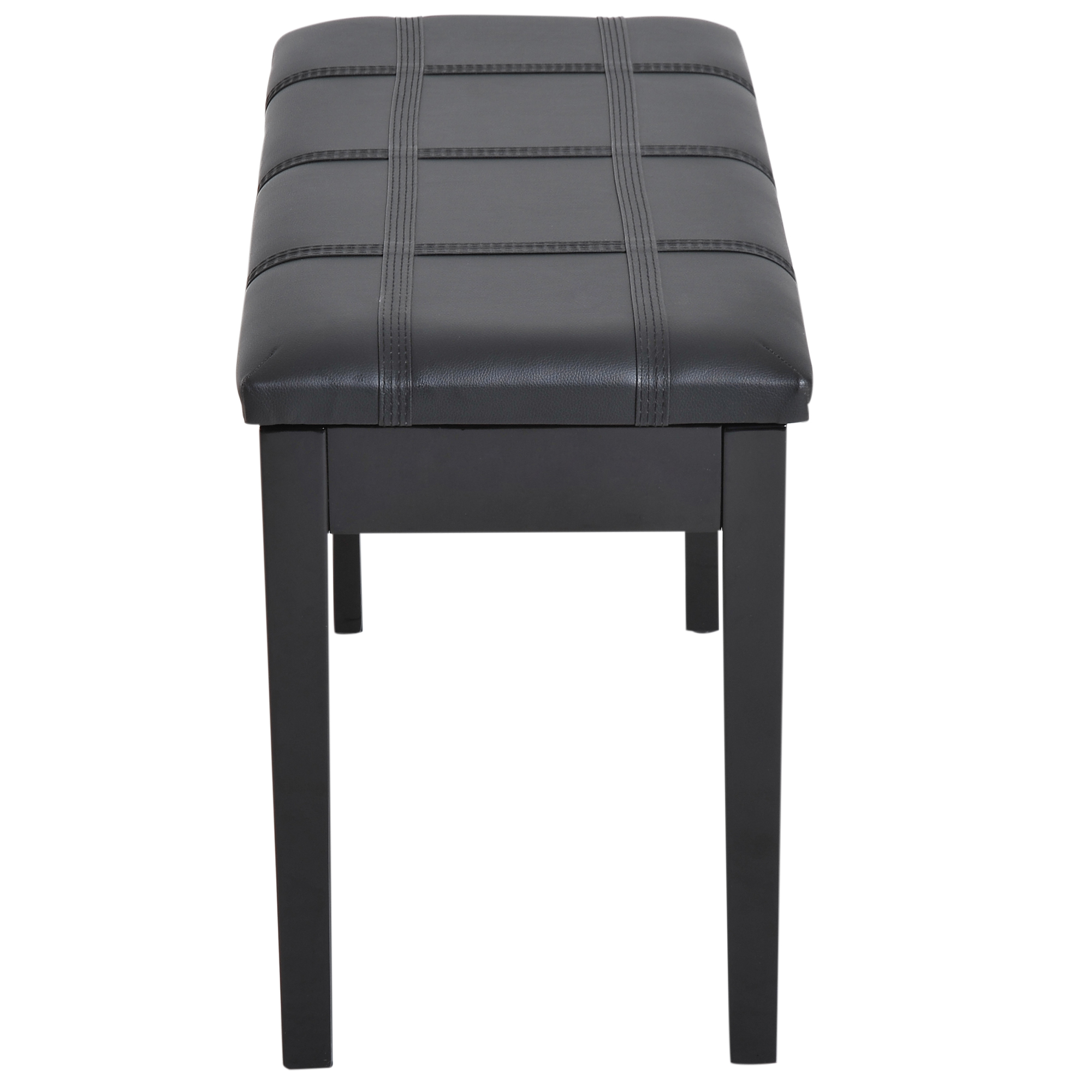 Sgabello Pianoforte HOMCOM - Con Vano Portaoggetti, Ecopelle Bianco, Legno Massiccio, 76x36x50cm