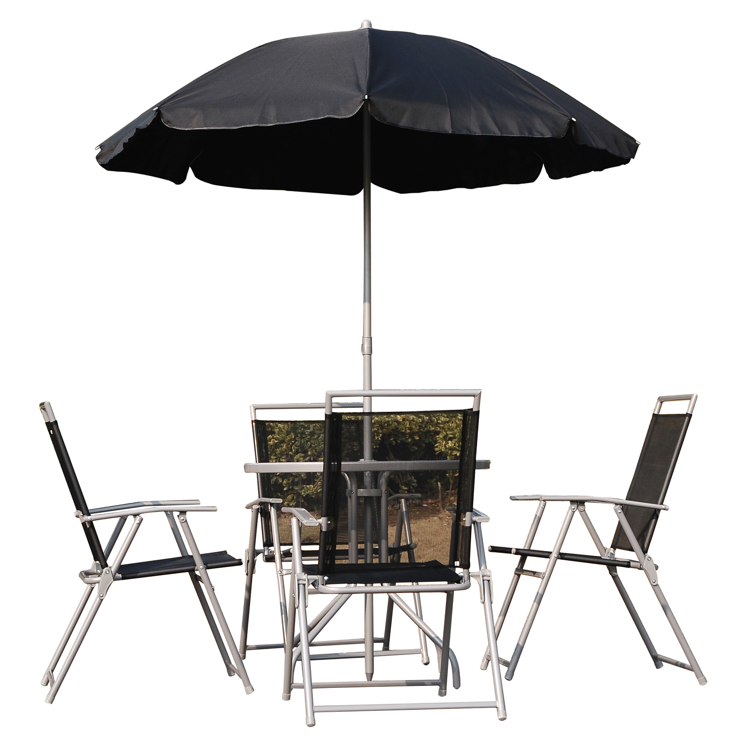 Outsunny Set Mobili da Giardino con Tubi d’Acciaio 6 pezzi, nero