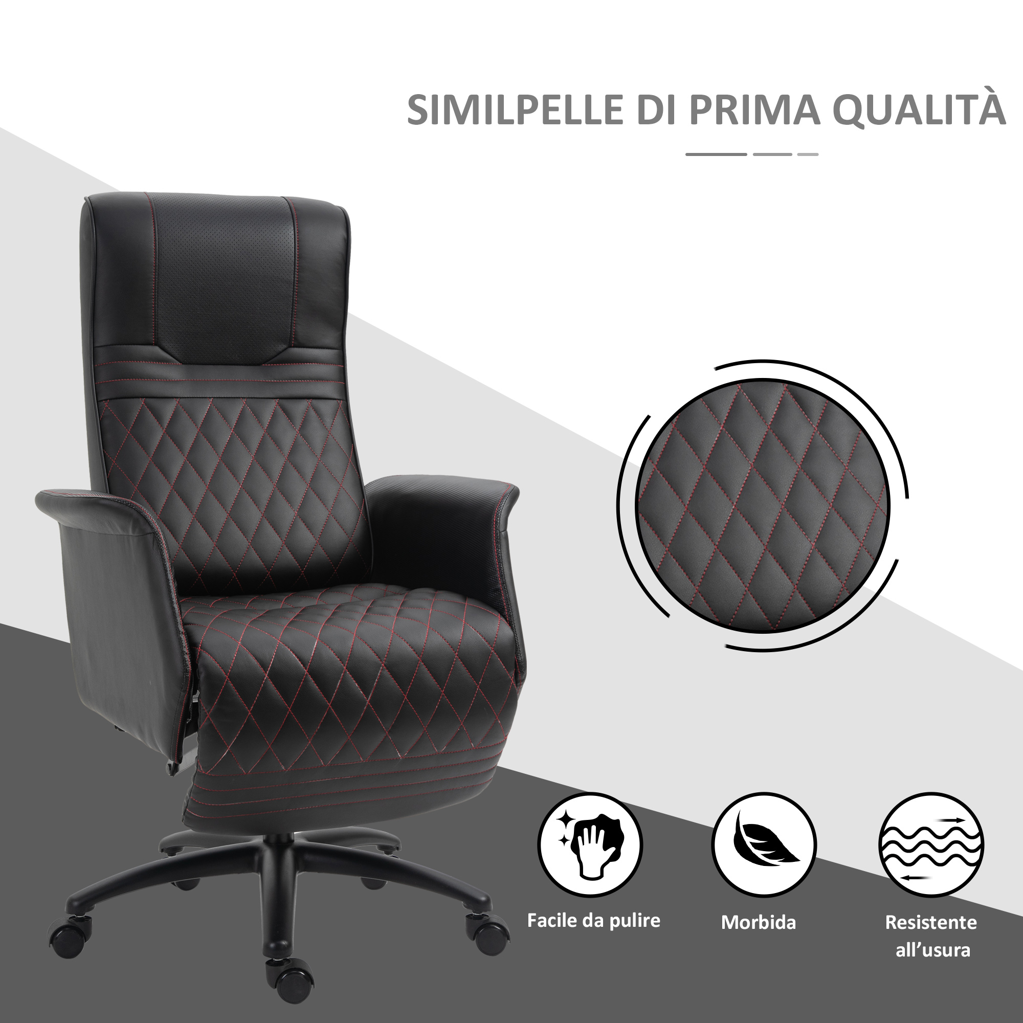 LONELYO Poltrona a dondolo ergonomica, reclinabile con cuscino beige e struttura grigia, rivestimento in tessuto lino e similpelle, schienale regolabile in 12 posizioni per soggiorno o ufficio