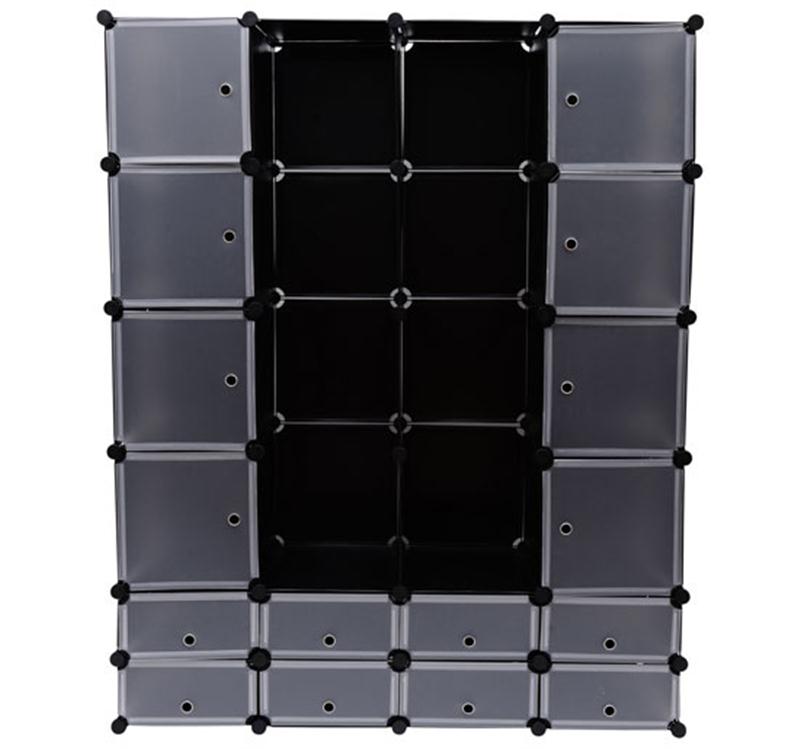 Armadio Portatile A Cubi – 16 Scomparti, Plastica Bianca, Con Appendiabiti E Adesivi