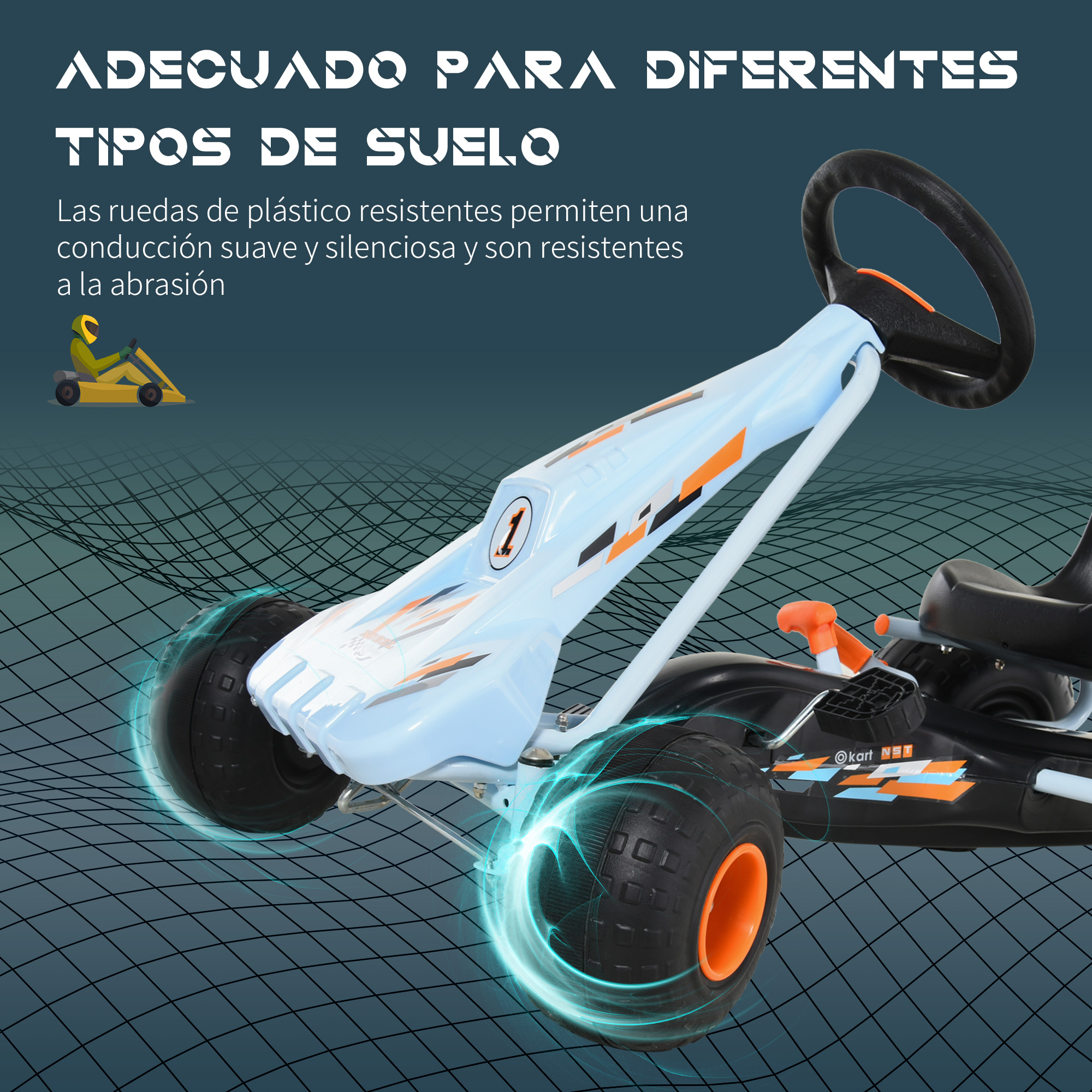 HOMCOM Go-Kart a Pedales para Niños de +3 Años Coche de Pedales con  Embrague Freno Asiento Ajustable Carga Máx. 35 kg 105x54x61 cm Verde  Juguete