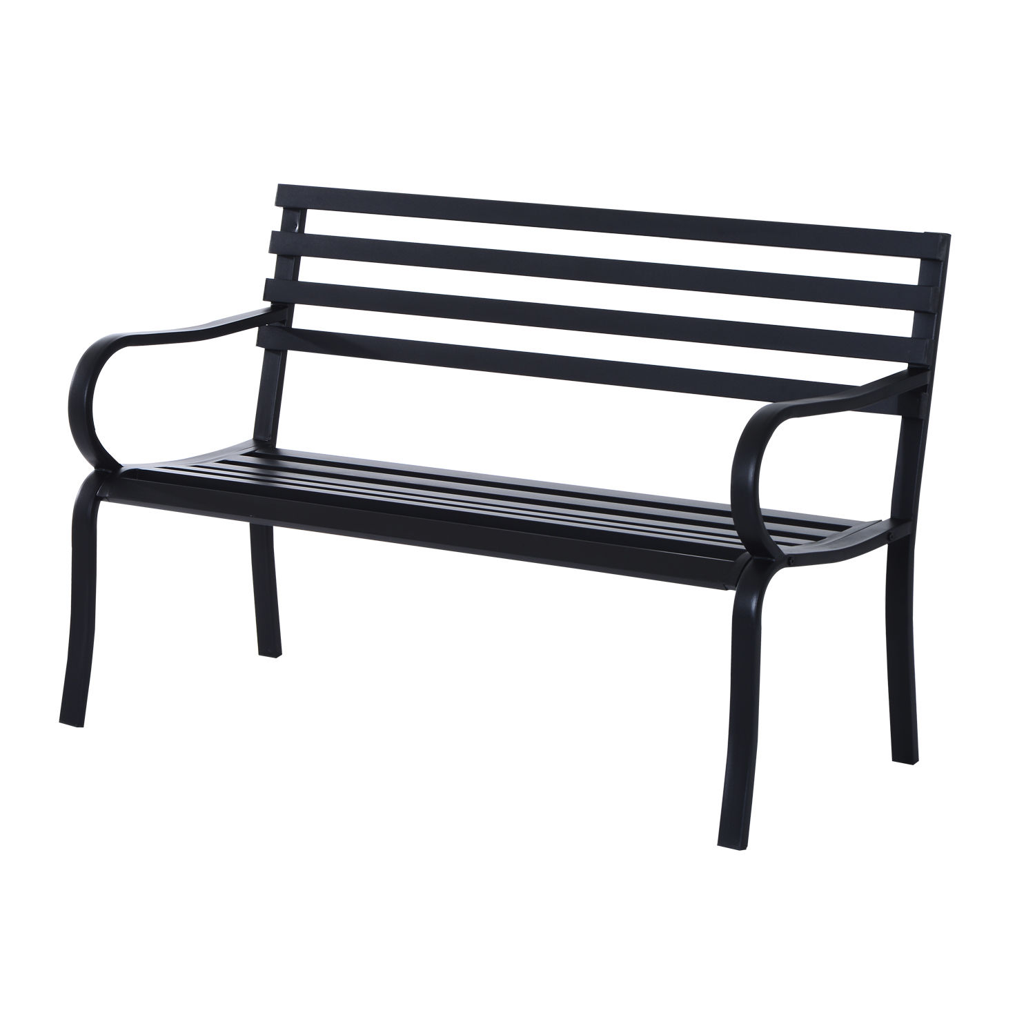 Outsunny Panca da giardino sedia da giardino in metallo 2 posti  impermeabile nero 127 x 62 x 82 cm