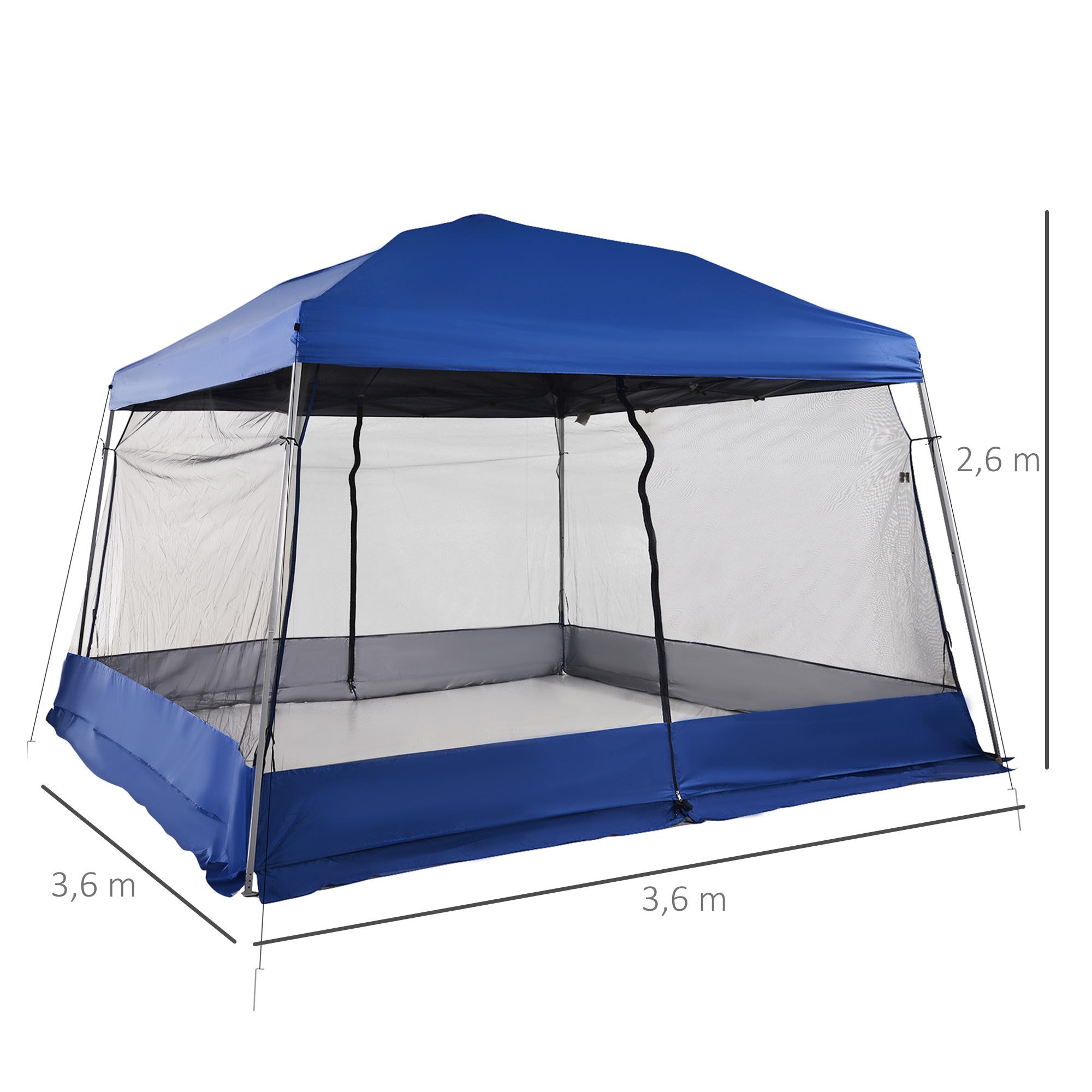 Outsunny Carpa Plegable Exterior 3,3x3,3x2,88 m Altura Ajustable Cenador de Jardín con Doble Techo 4 Mosquiteras Extraíbles y Bolsa de Transporte para Camping Fiestas Beige