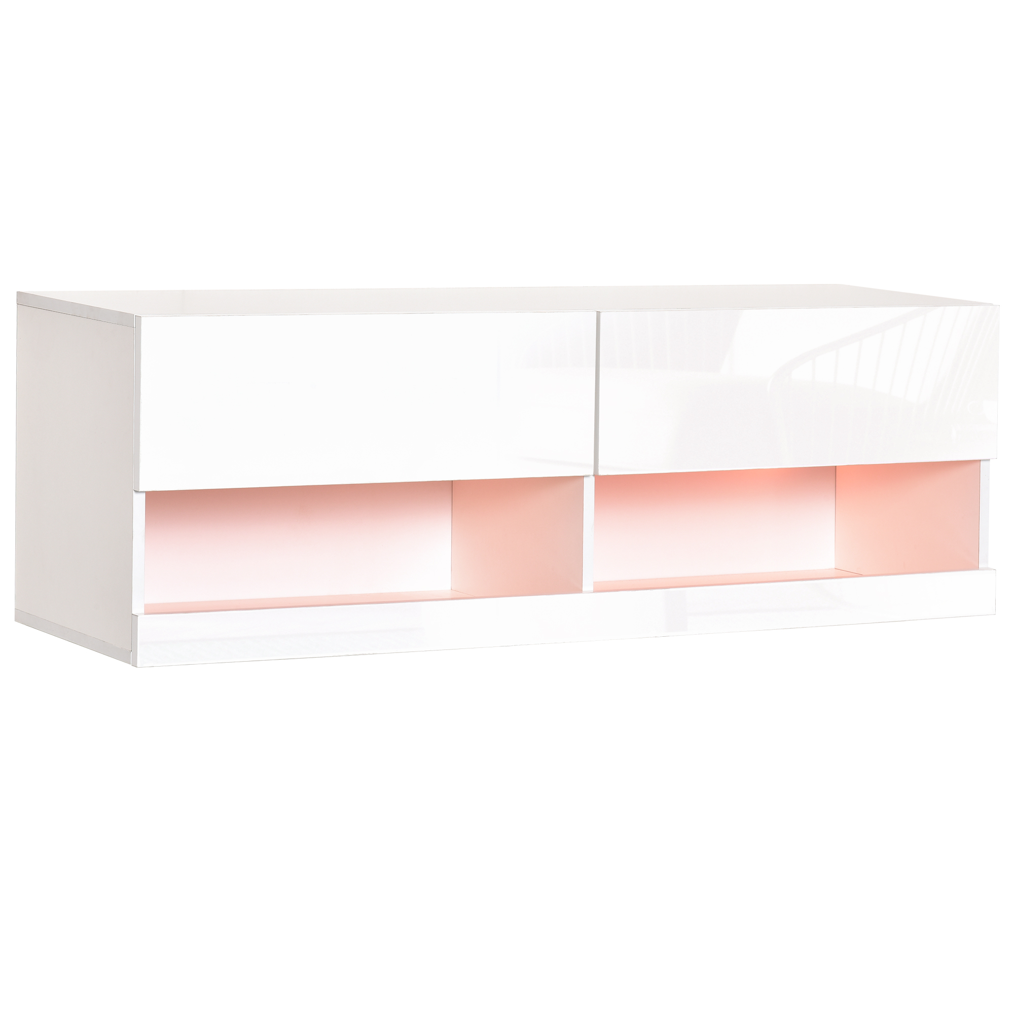 HOMCOM Mueble de TV de Pared Mueble Colgante con luces LED con Mando a Distancia 120x35x40,5 cm Carga 30 kg para Sala de Estar Dormitorio Blanco