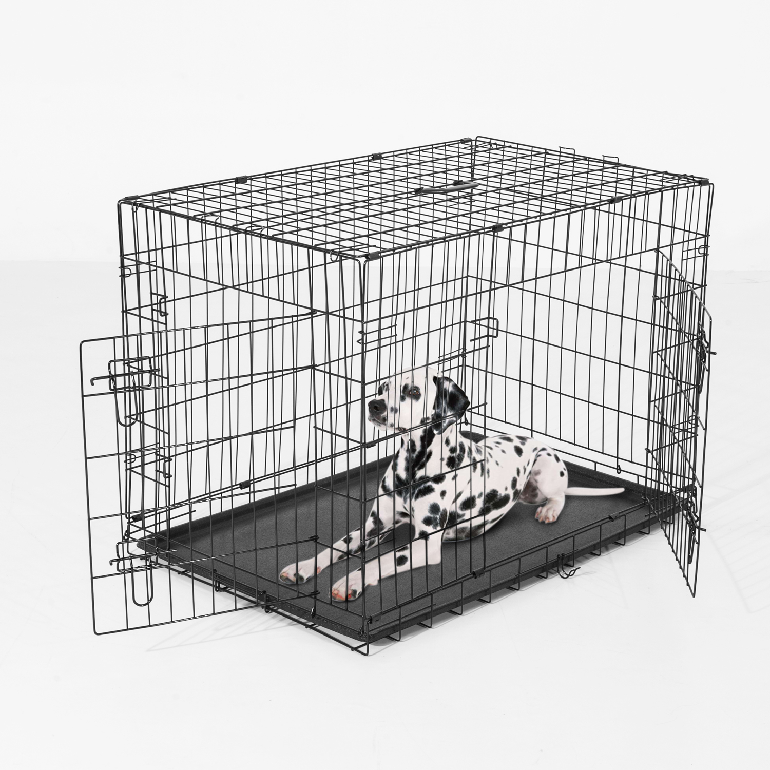 PawHut Gabbia Trasportino in Acciaio per Animali Pieghevole,Nero, 106×71×76cm