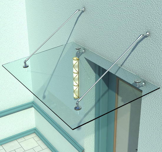 Outsunny - Tettoia porta d'ingresso baldacchino pensilina in vetro trasparente e acciaio inox