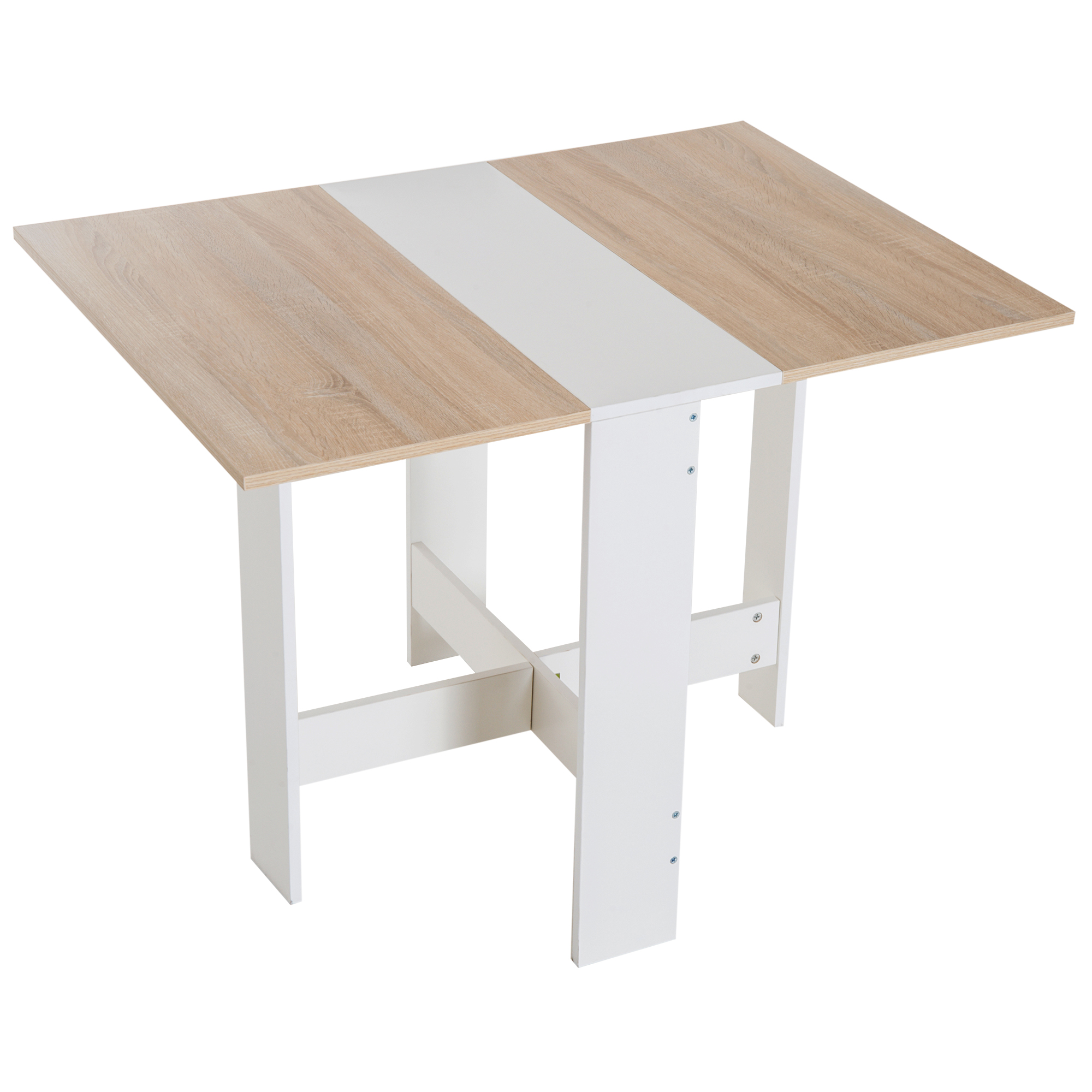 HOMCOM Klapptisch Schreibtisch Arbeitsstation Beistelltisch Esstisch Spanplatte Eiche, Weiß L103 x B76 x H73,5 cm