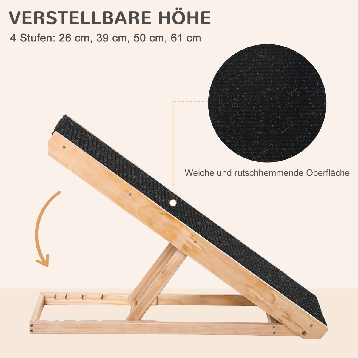 PawHut hondenhelling met antislip tapijt, verstelbare huisdierenladder, hondenhelling voor grote honden, grenenhout polyester zwart natuurlijk hout 90 B x 40 D x 61 H cm PawHut hondenhelling met antislip tapijt, verstelbare huisdierenladder, hondenhelling voor grote honden, grenenhout polyester zwart natuurlijk hout 90 B x 40 D x 61 H cm