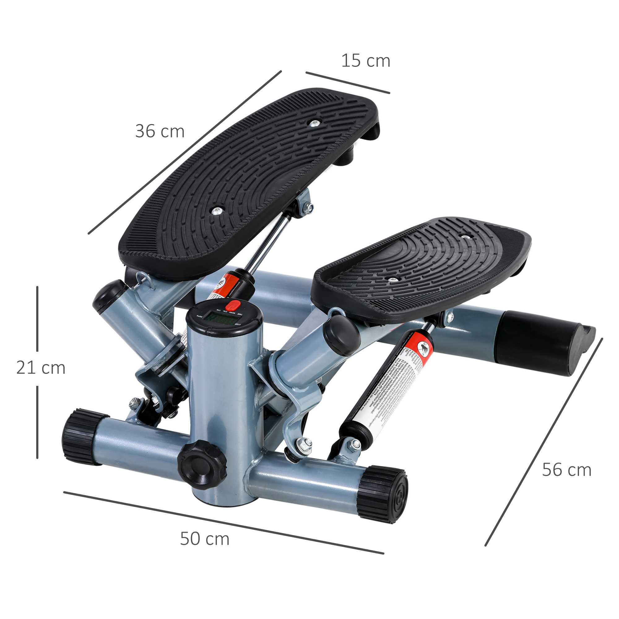 HOMCOM Mini Stepper W/Arm Cord-Black/Silver Grey 