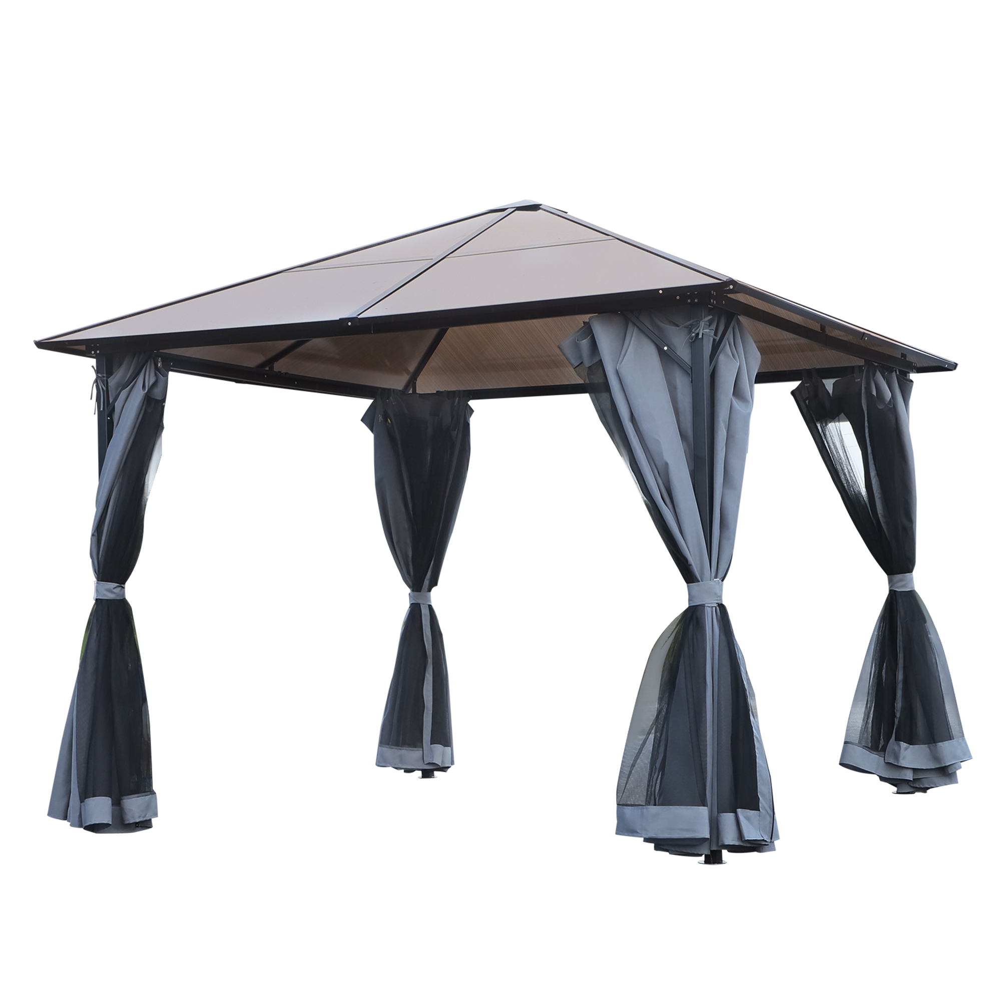 Outsunny 3.5 X 3.5M Outdoor Aluminium Hardtop Gazebo Canopy With 2Tier