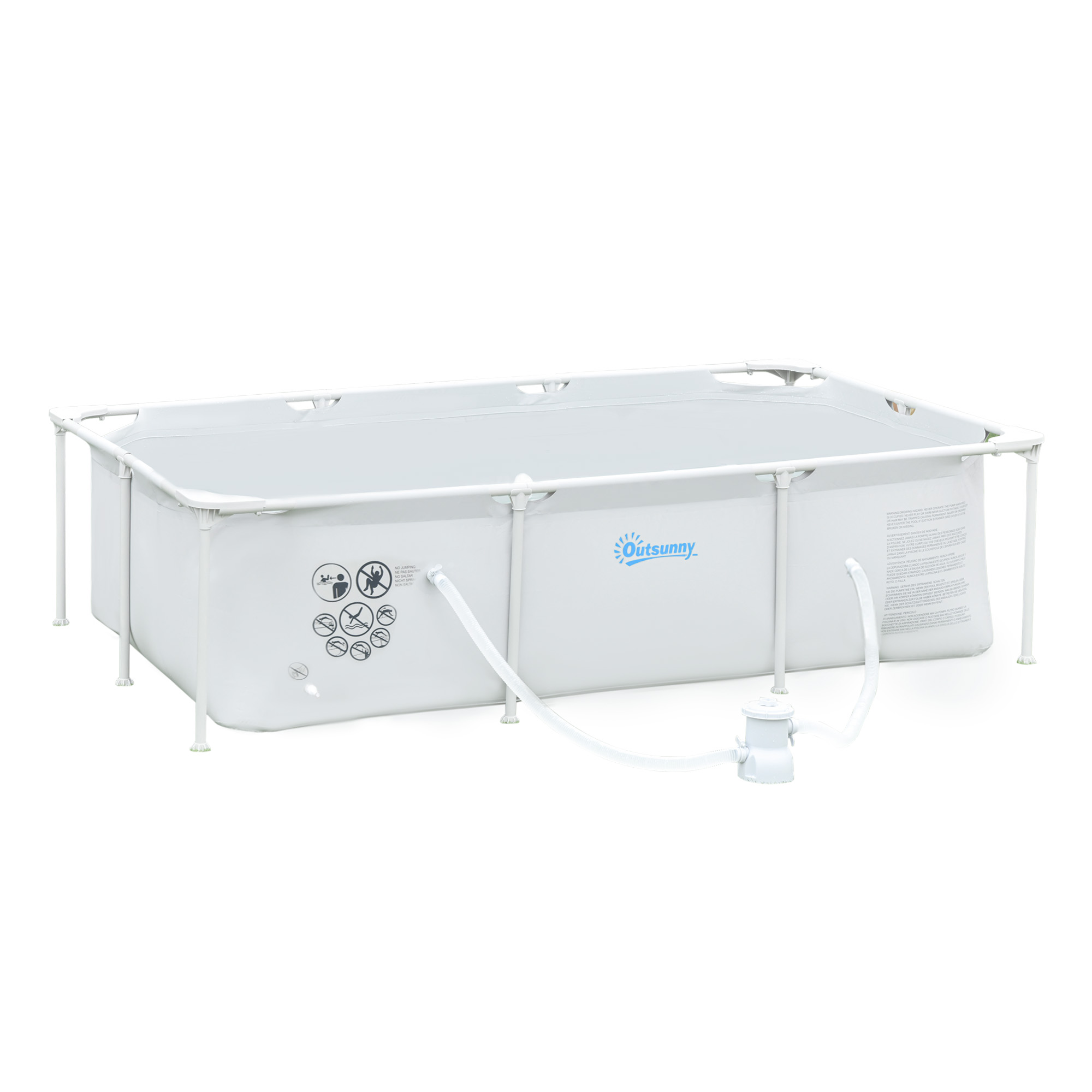 Outsunny Rahmenpool mit Schlauch Draht Swimmingpool Schwimmbad Ablassventil für sauberen Wasser 1000D PVC Stahl Grau 292 x 190 x 75 cm