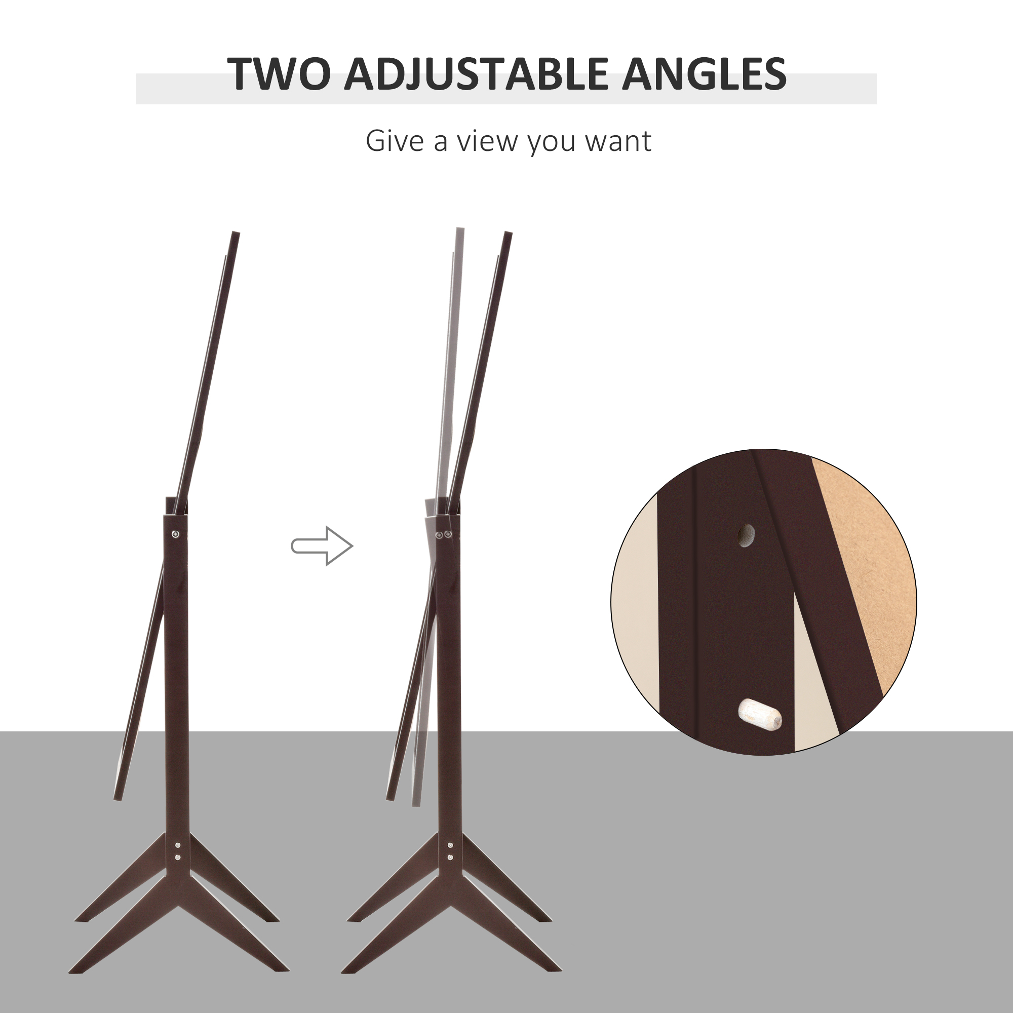 HOMCOM Dressing Mirror, Freestanding Bedroom Tall Mirror Adjustable Angle, 148x47cm, Brown