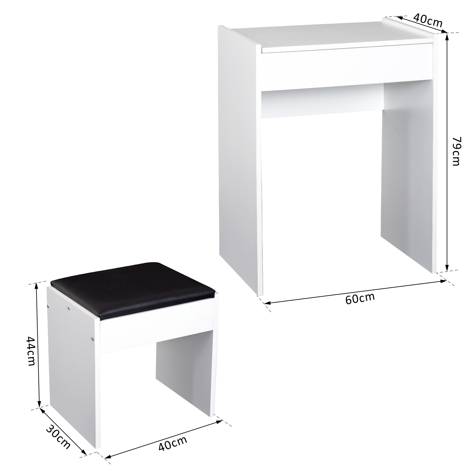 HOMCOM Dressing Table with Padded Stool, Flip-up Mirror Dresser, Multi-purpose Vanity Set, White