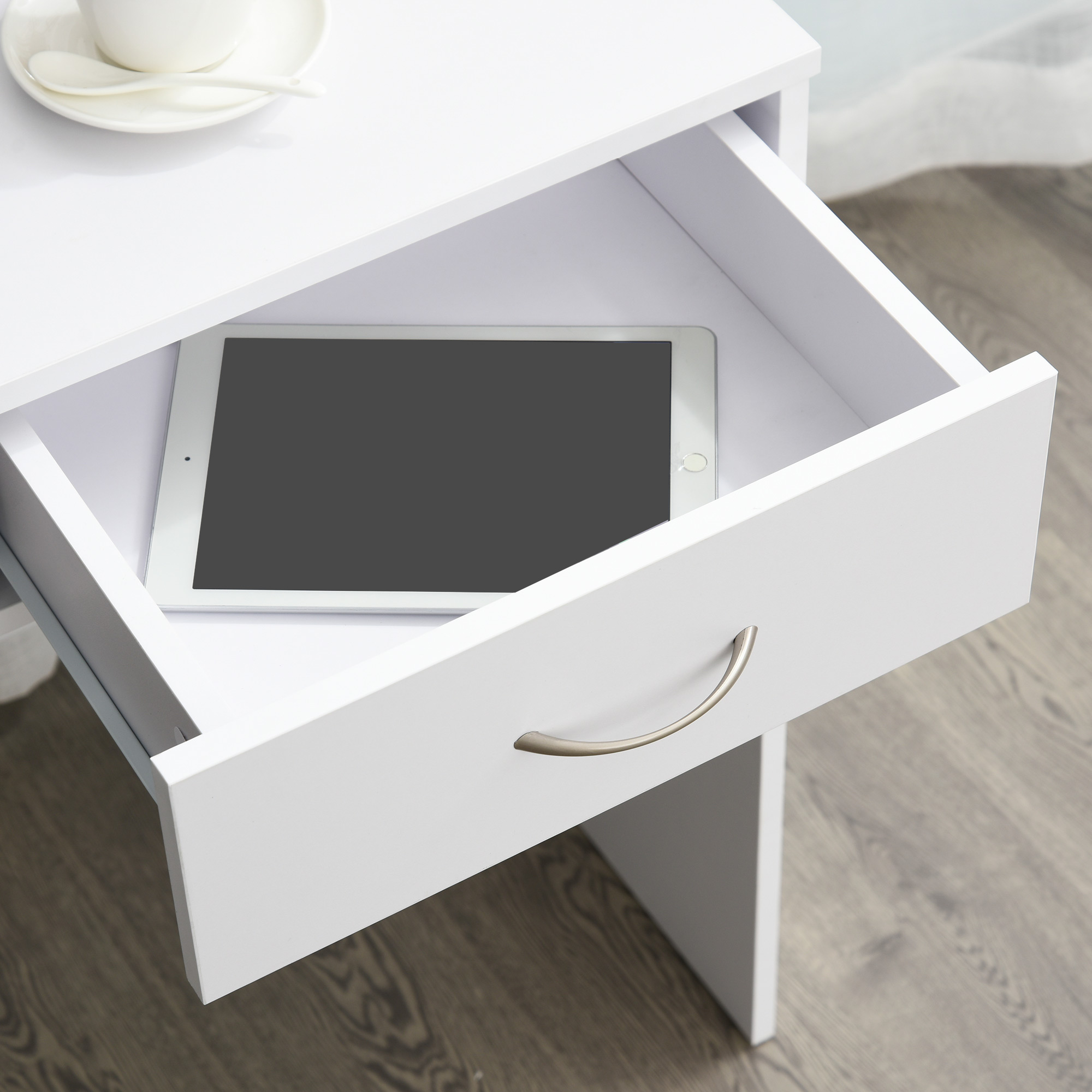 HOMCOM Computer Desk with Shelf Drawer, Study Table with Storage Compartment, Writing Station, Stylish Display Storage, White