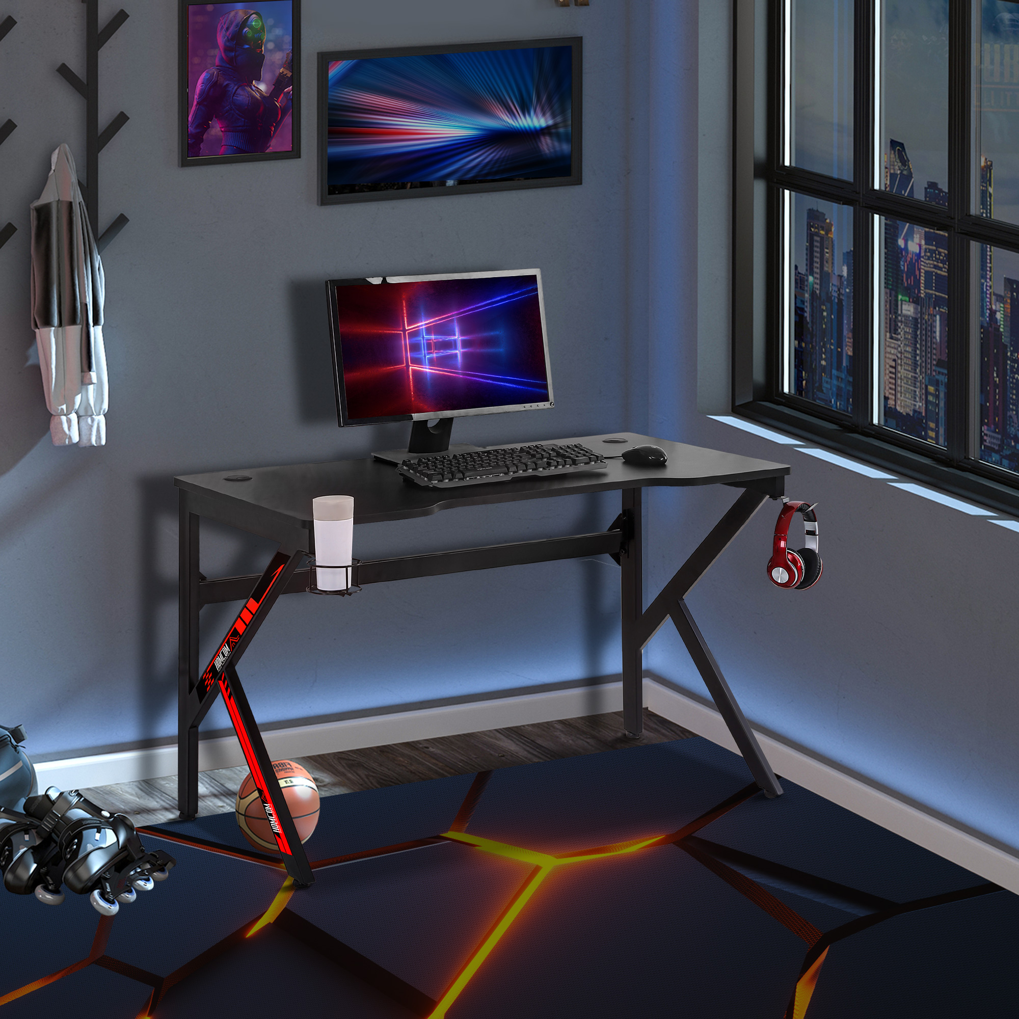 Gaming Desk Computer Table Racing Style for Esport Room Office