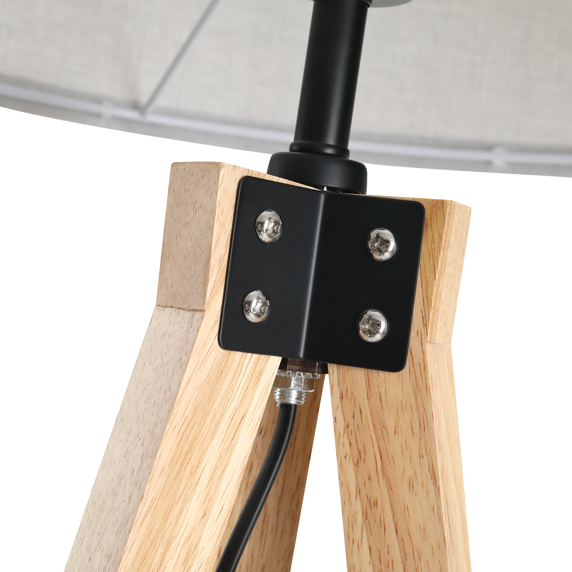 HOMCOM 5FT Elegant Wood Tripod Floor Lamp Free Standing E27 Bulb Lamp Versatile Use for Home Office - Grey
