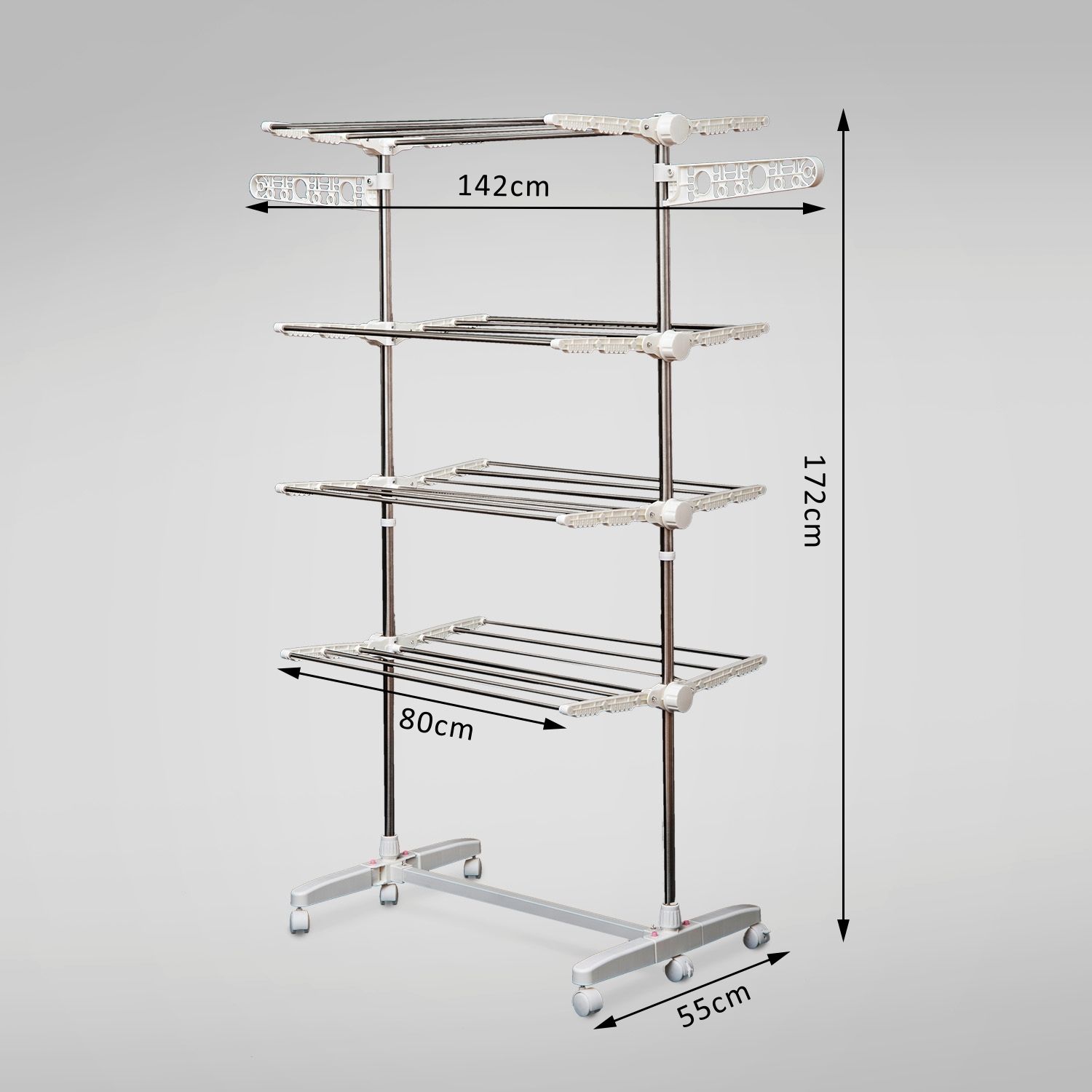 HOMCOM Folding Cloth Rail Adjustable Garment Rack With Wheels (4 Layer)