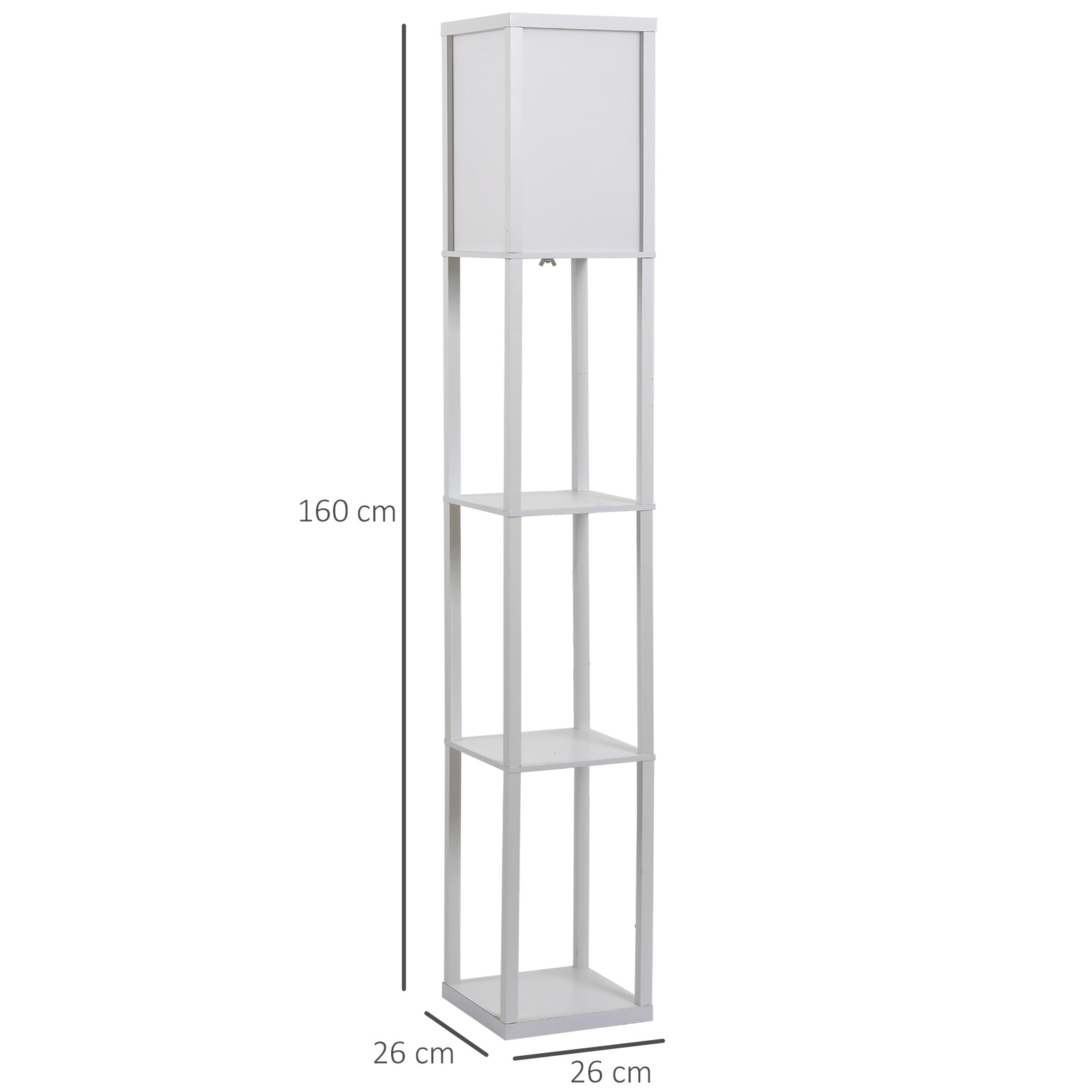 HOMCOM Standing Lamp, Floor Light with 4-Tier Storage Shelf, Reading Standing Lamp White