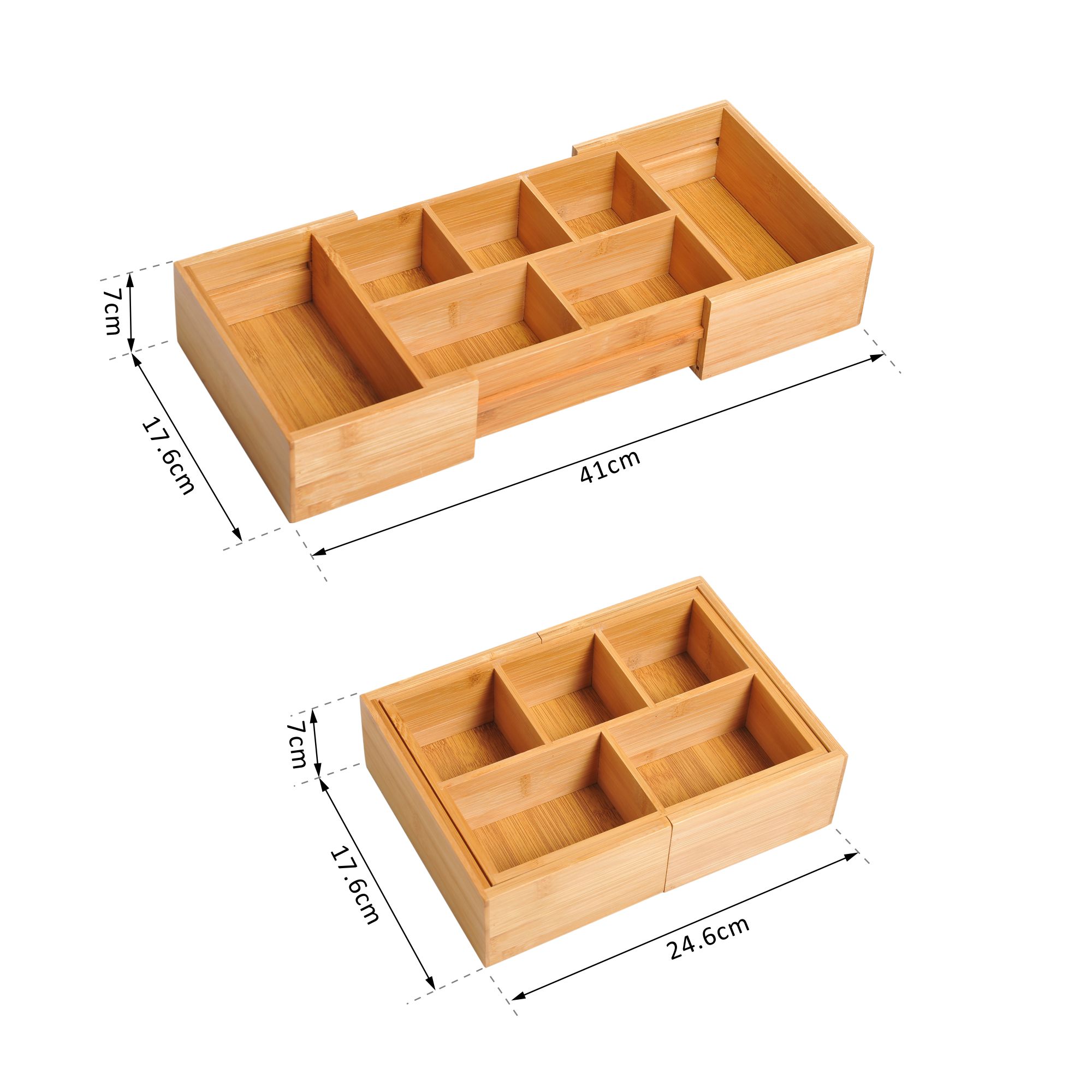 HOMCOM Extendable Drawer Organiser Tray Drawer Inserts Storage Holder Dividers 24.6-41cm