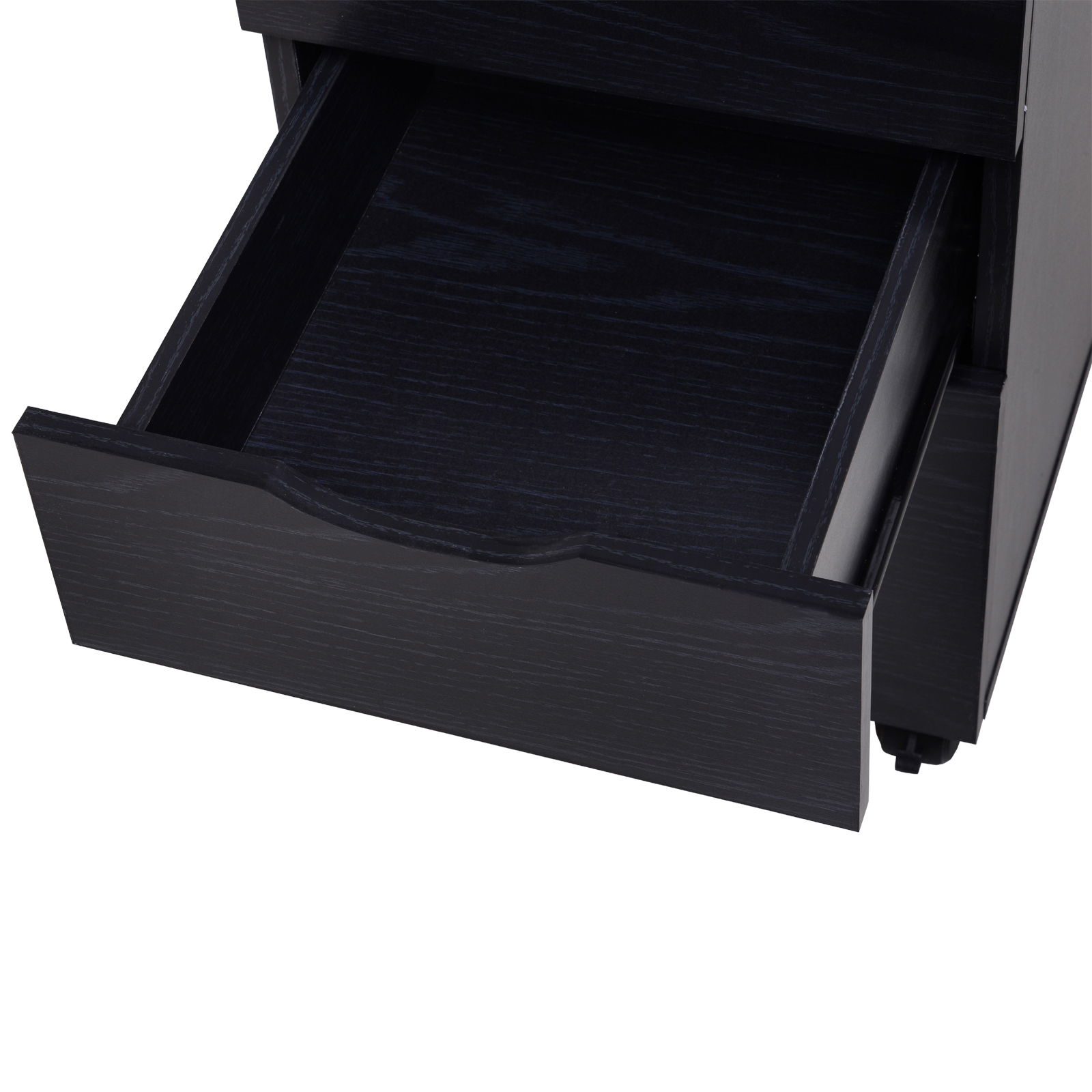 HOMCOM 3-Drawer File Cabinet Under Desk Office Storage Cabinet A4/Letter/Binders Movable W/ Slide Wheels Black Oak Color