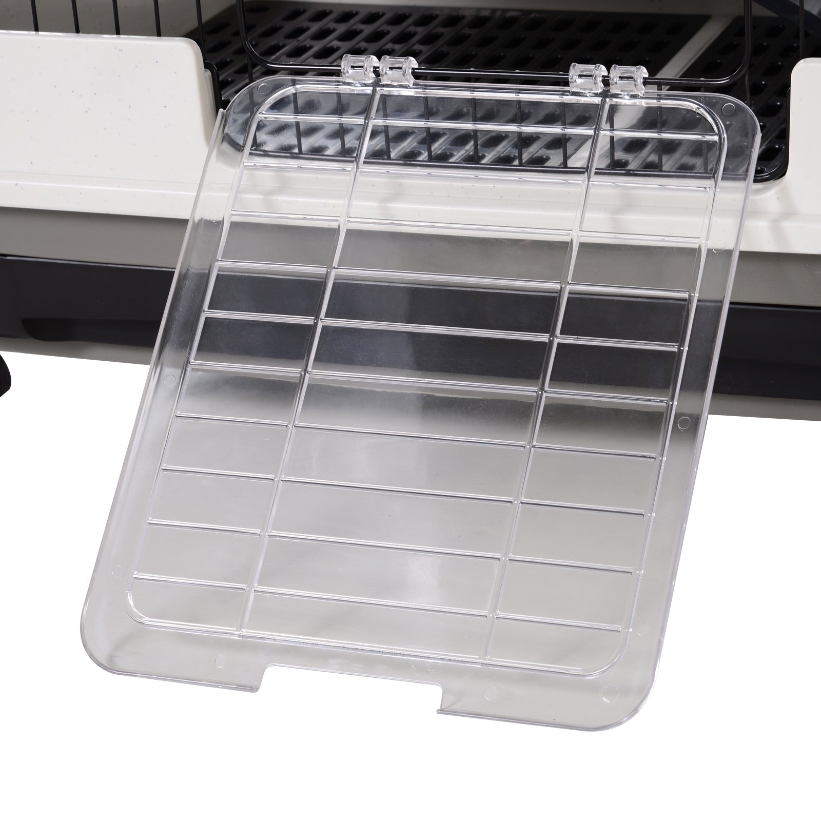 PawHut Small Guinea Pigs Hutches Hutch Pet Play House with Platform, Ramp, Removable Tray for Rabbits, Guinea Pigs, Chinchillas Black and White