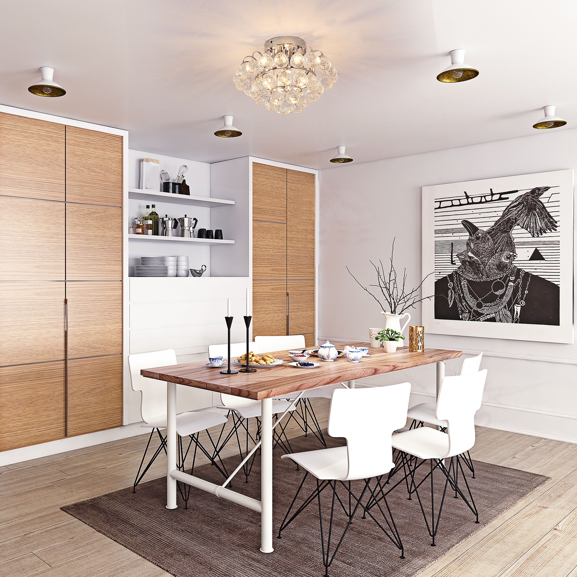 HOMCOM Crystal Ceiling Lamp Chandelier Hallway Flush Mount Pendant 3 Light Ð¤30cm Silver