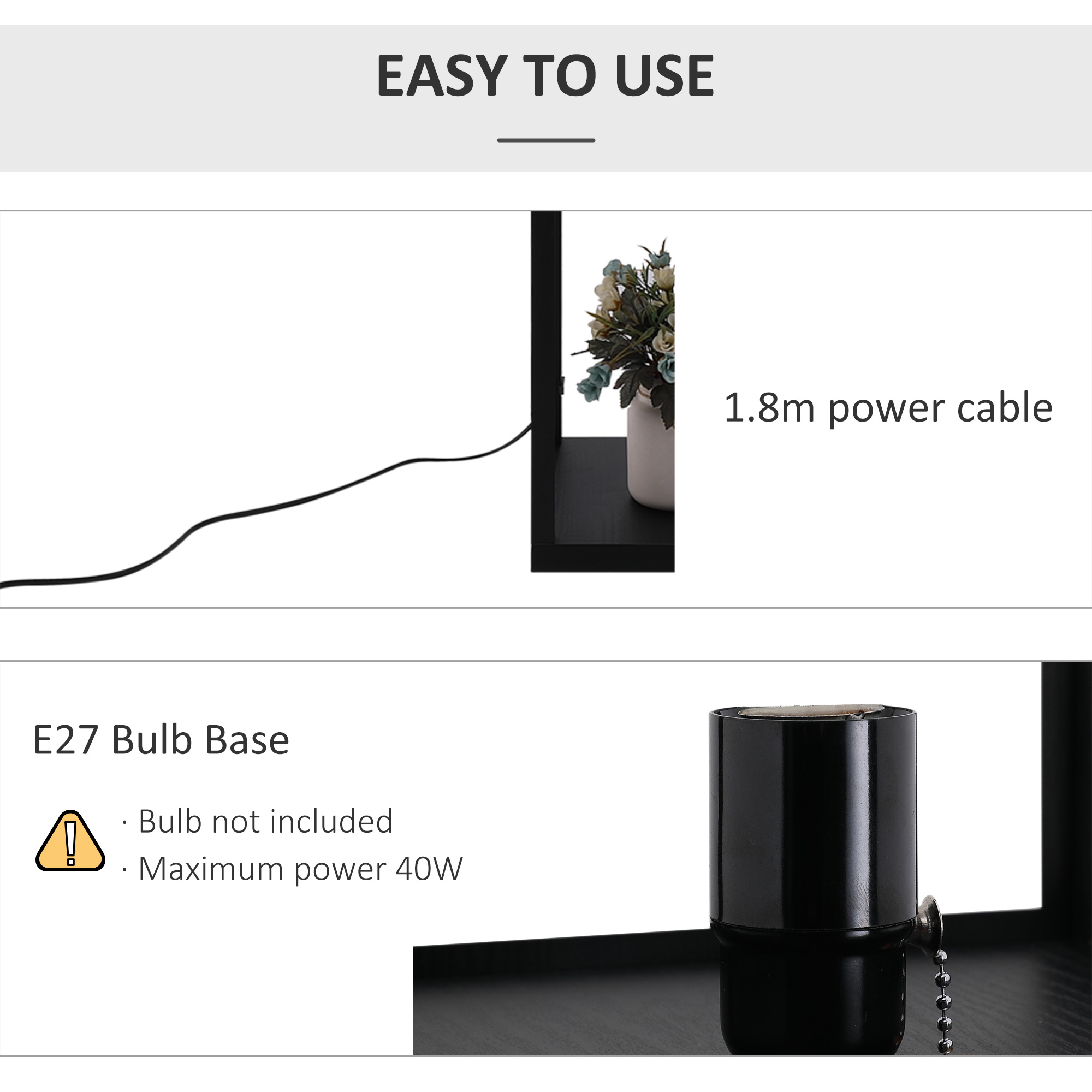HOMCOM Shelf Floor Lamp Modern Standing Lamp for Living Room Light with 4-tier Open Shelves Large Storage Display