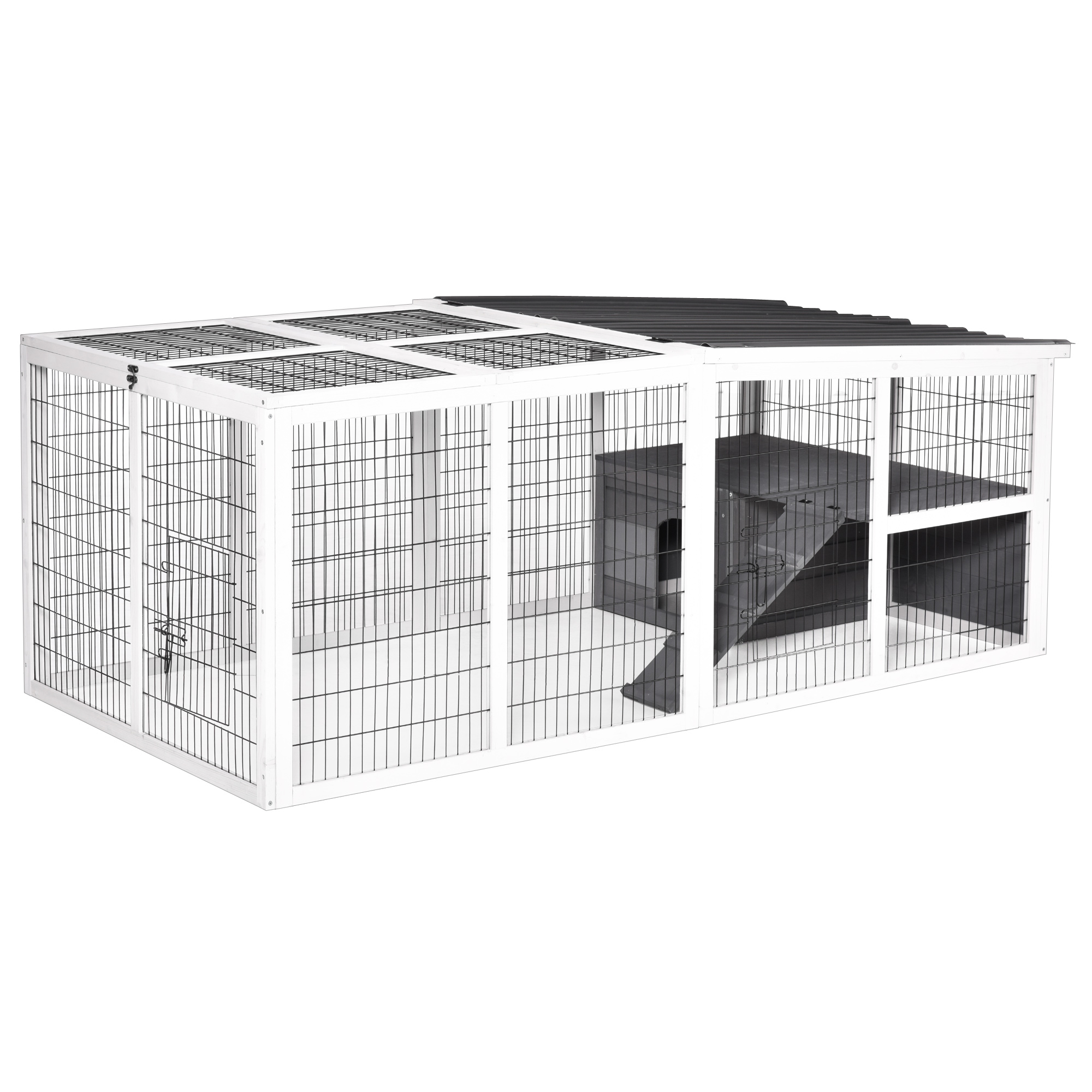 PawHut Guinea Pigs Hutches Small Guinea Pigs Hutches Pet Run Cover, with Water-resistant Asphalt Roof