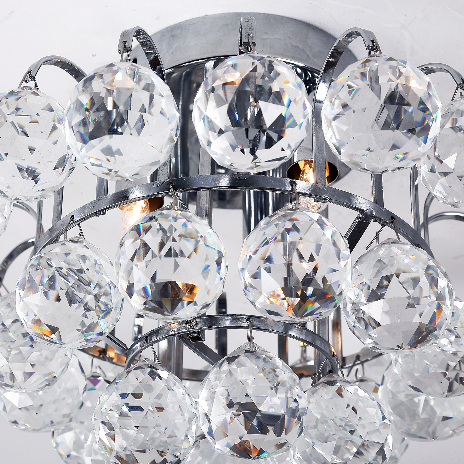 HOMCOM Crystal Ceiling Lamp Chandelier Hallway Flush Mount Pendant 3 Light Ð¤30cm Silver