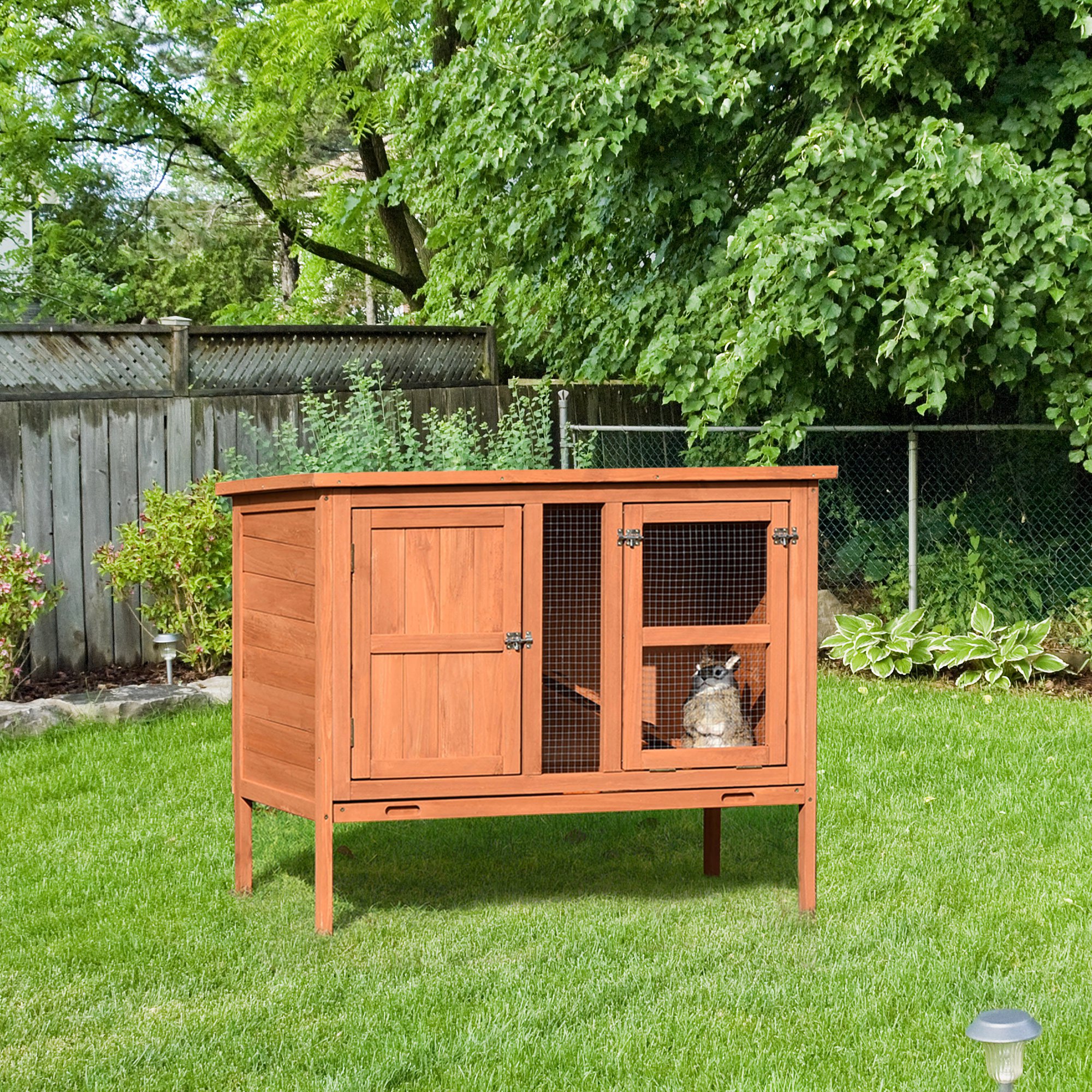 PawHut Guinea Pigs Hutches Off-ground Small Animal Guinea Pig House 125.5 x 100 x 49cm