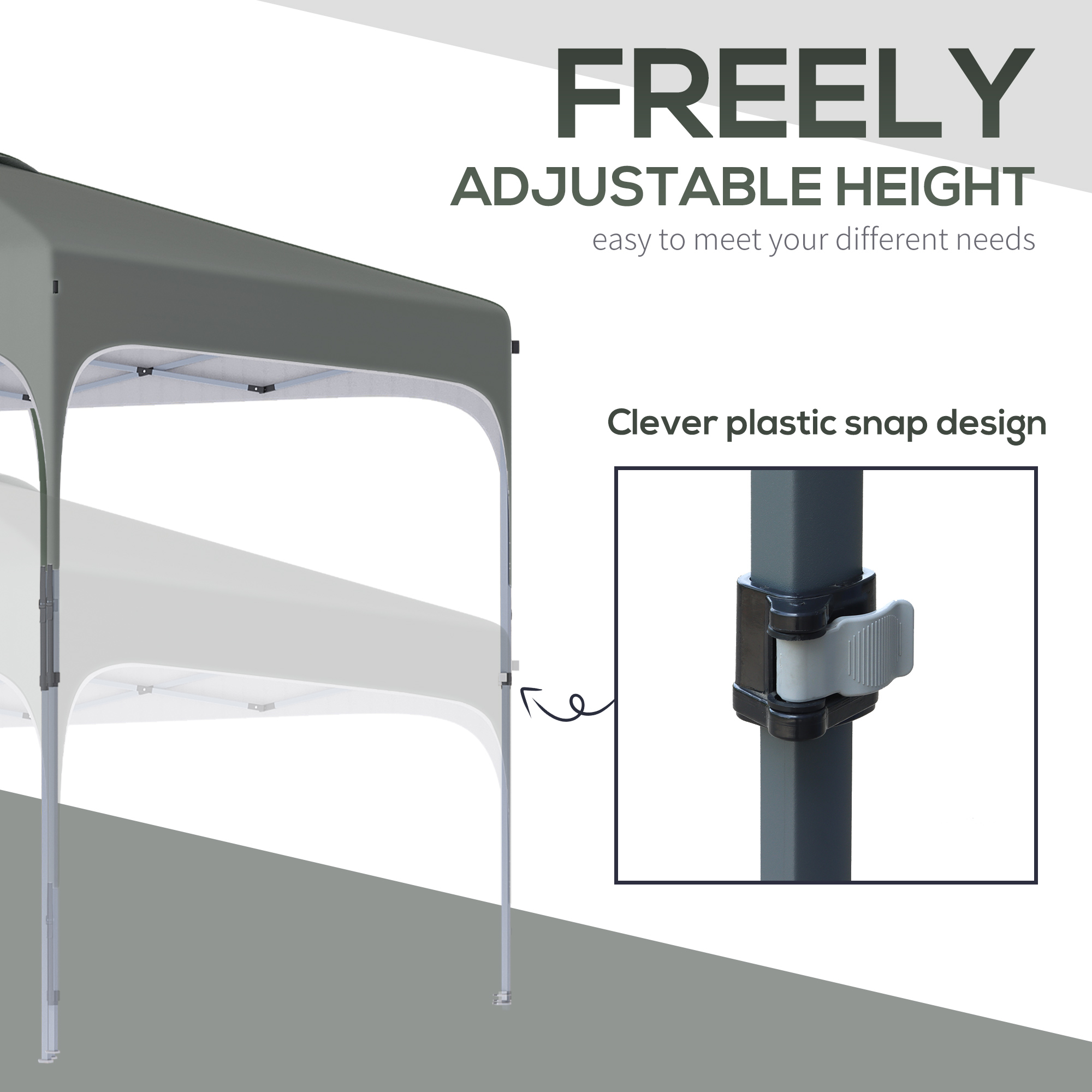 Outsunny Pop Up Gazebo 3x3m, Foldable Canopy Tent, Carry Bag with Wheels, 4 Leg Weight Bags, Outdoor Garden Patio Party, Dark Grey