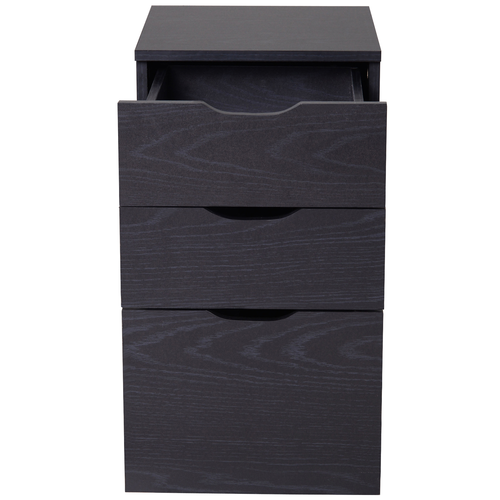 HOMCOM 3-Drawer File Cabinet Under Desk Office Storage Cabinet A4/Letter/Binders Movable W/ Slide Wheels Black Oak Color