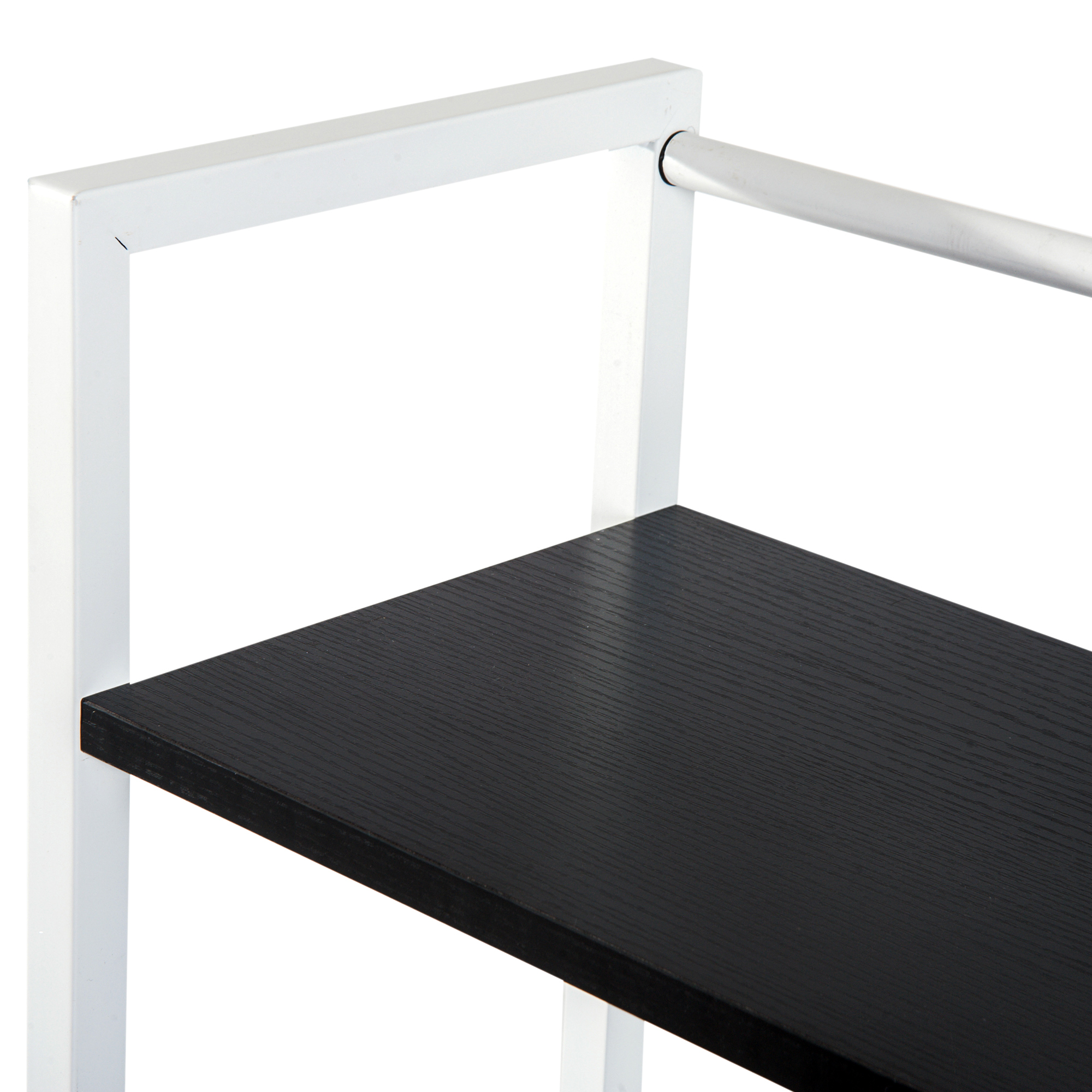 HOMCOM Study Workstation with 4-Tier Bookshelf, Metal Frame, Wooden Top, Home Office Computer Desk, Black & White.