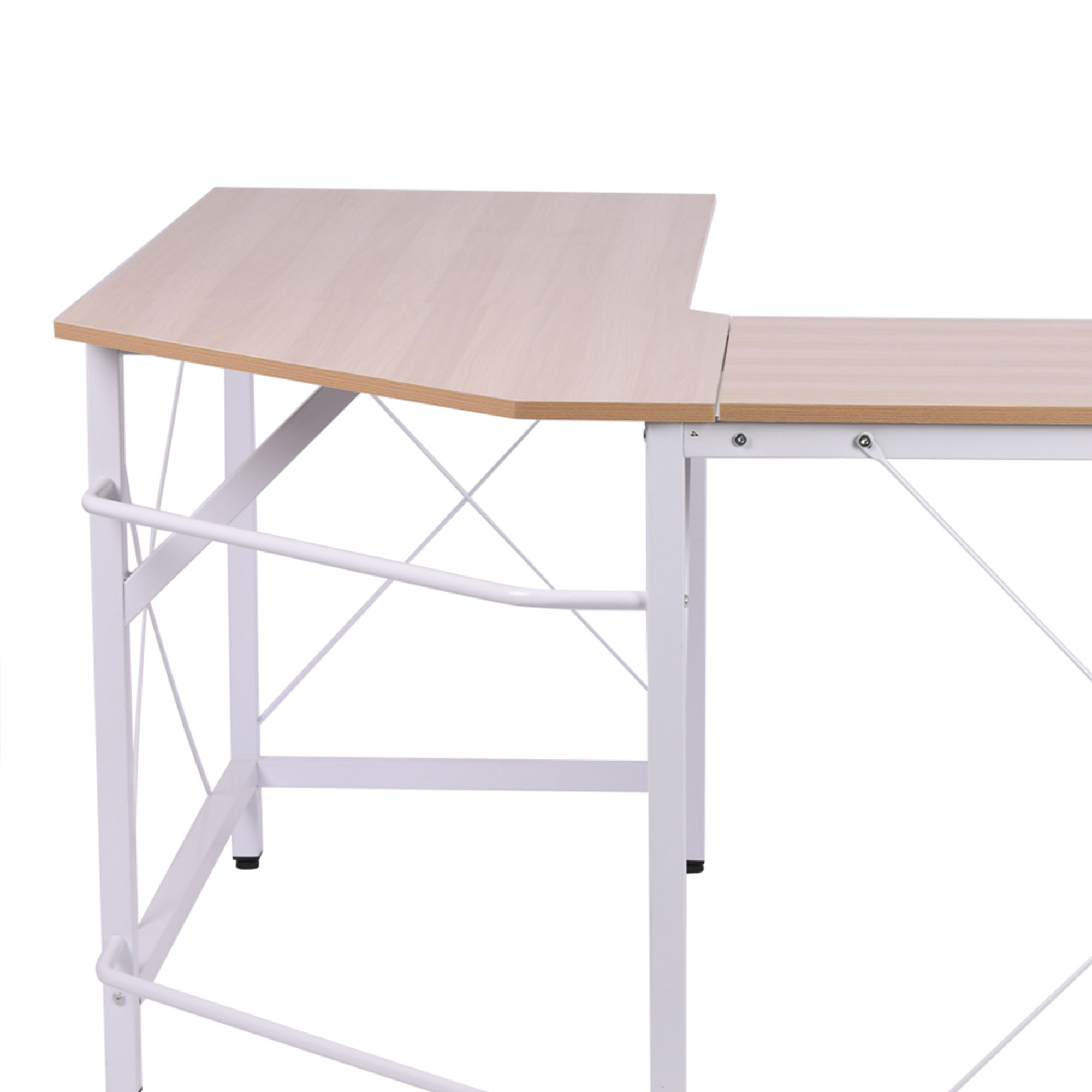 HOMCOM L-Shape Corner Gaming Desk, Computer PC Workstation for Home Office, Three Worktop Writing Table, 76x150cm, Oak