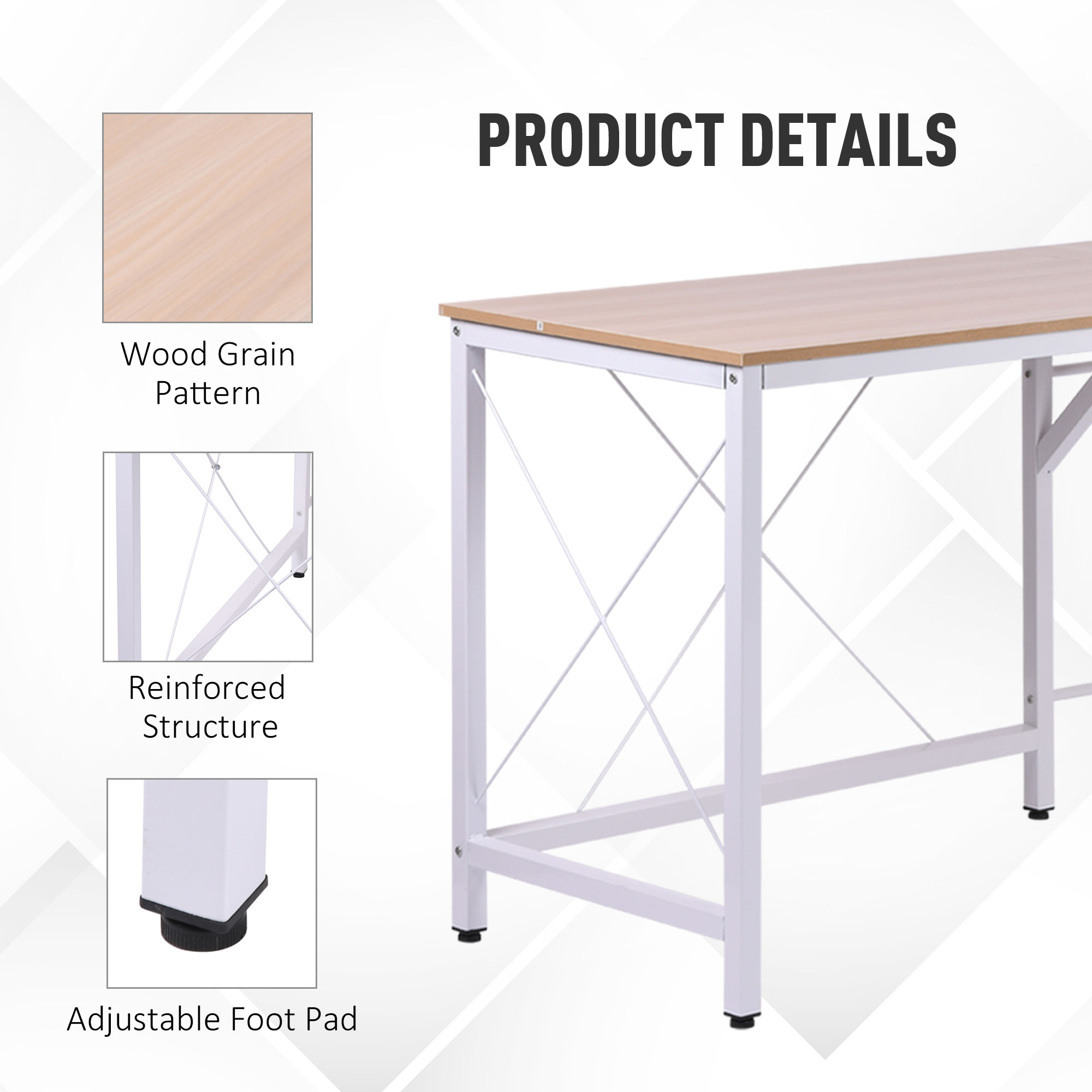 HOMCOM L-Shape Corner Gaming Desk, Computer PC Workstation for Home Office, Three Worktop Writing Table, 76x150cm, Oak