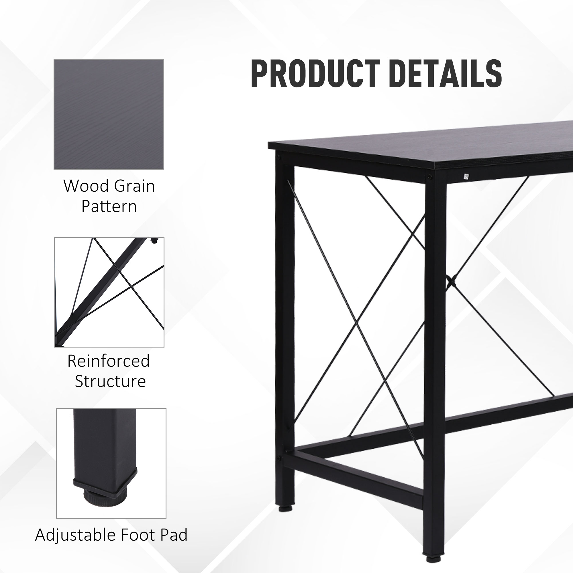HOMCOM Corner Gaming Desk L-Shape Computer PC Workstation Home Office Three Worktop Writing Table 76x150cm Black