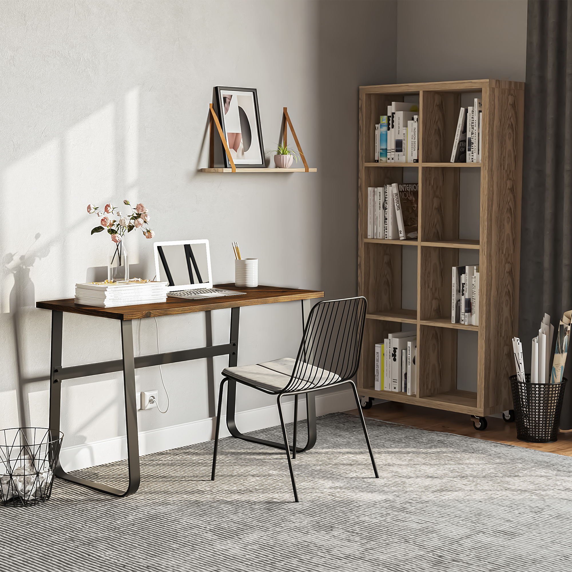 HOMCOM Writing Desk Workstation Center Laptop Table Industrial Design Furniture for Home Office Study Use