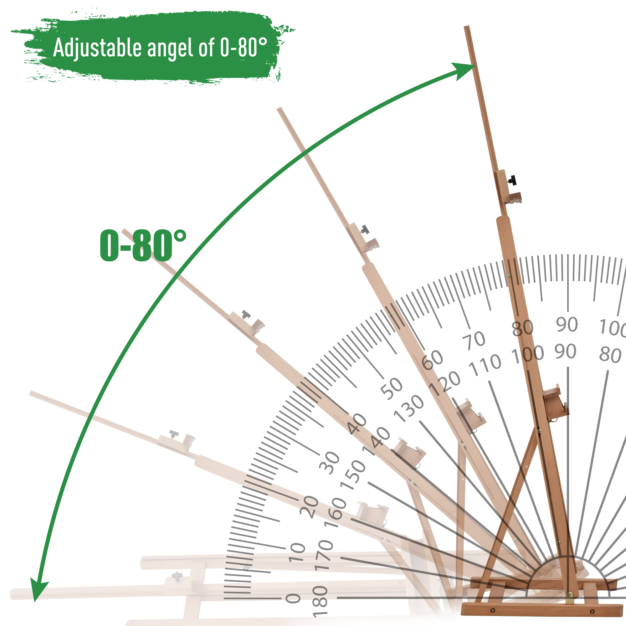 Vinsetto Wooden H-Frame Studio Easel, Adjustable Height with Canvas & Pencil Holder for Art Display and Painting, Natural