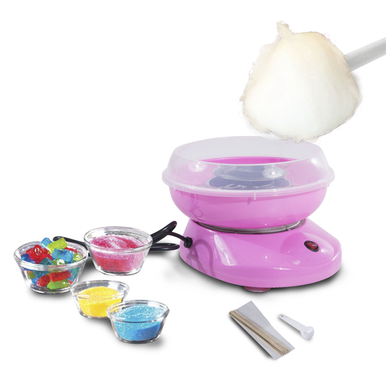 HOMCOM Candy Floss Machine Electric Cotton Candy Maker Gadgetry 450W (Pink)