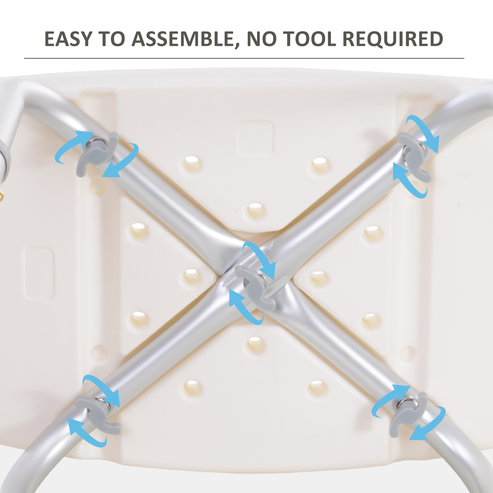 HOMCOM Portable Non-Slip Bathroom Stool Rectangular Adjustable Height Mobility Medical Grade Stabilized Shower Seat