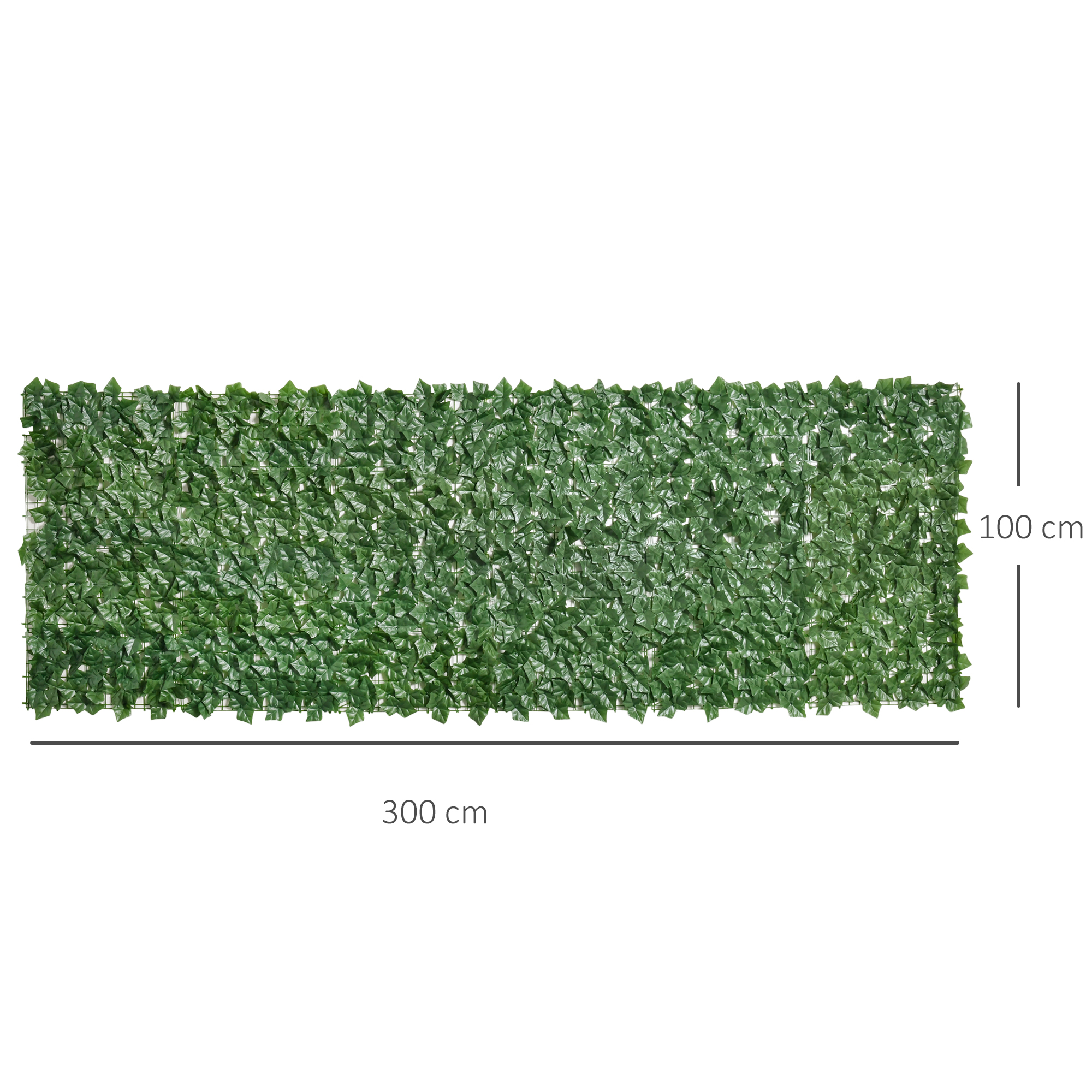 Outsunny Artificial Hedge Screen, Leaf Design for Garden Outdoor Indoor Decor, 3M x 1M, Dark Green
