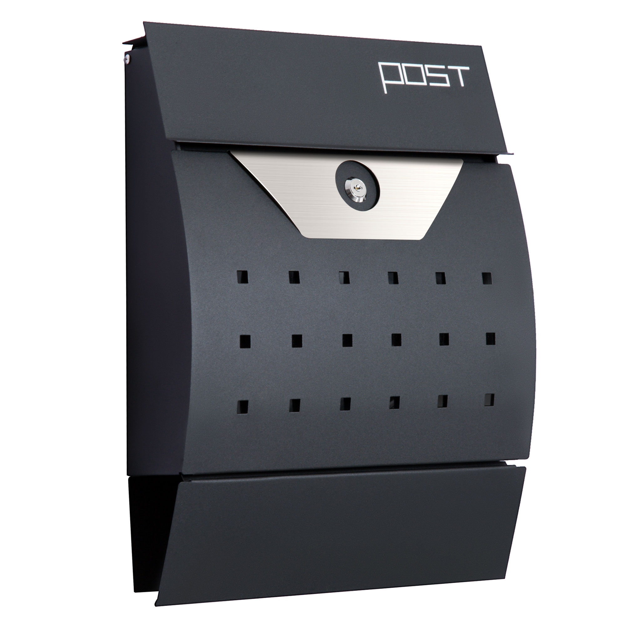 Mail Box, Lockable, Wallmounted, SteelBlack Aosom UK
