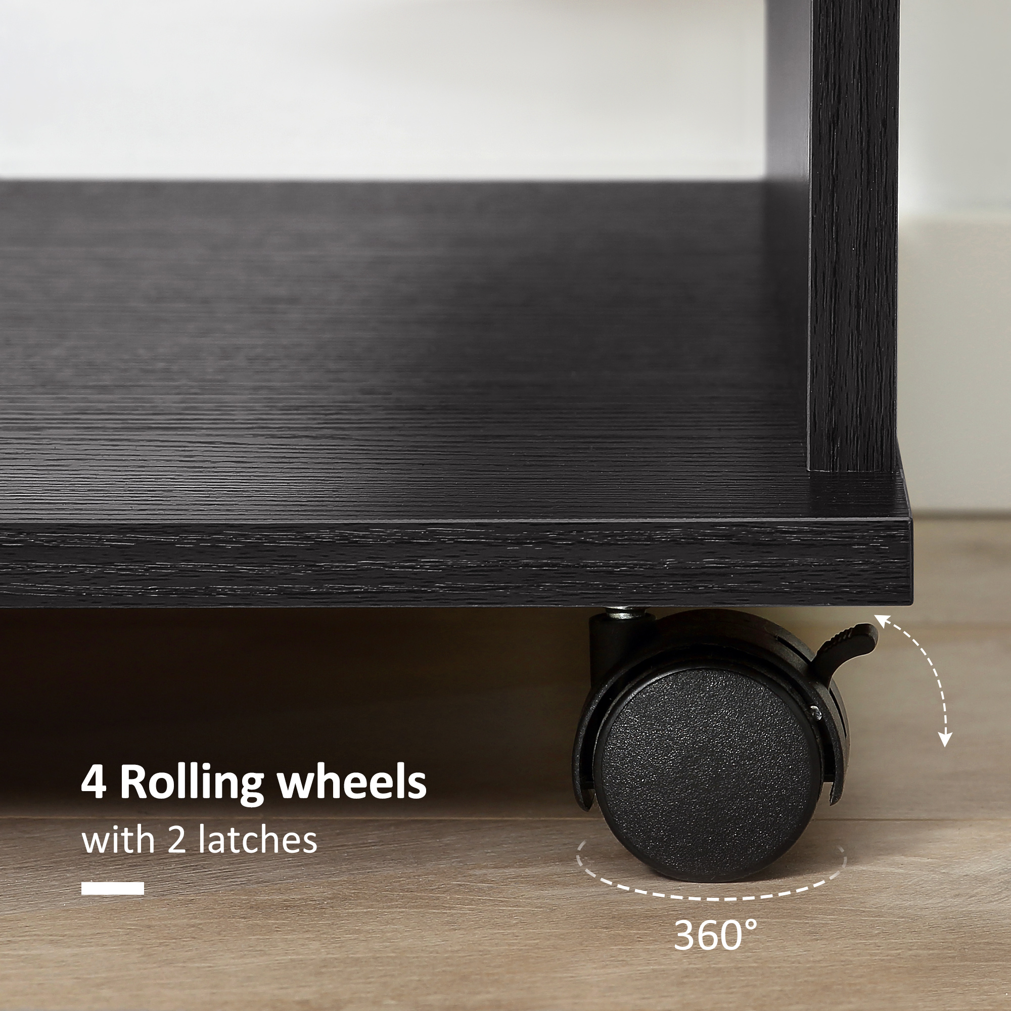 HOMCOM Mobile Open Wardrobe, Bedroom Clothes Storage with Hanging Rail and Shelves, on Wheels, Black