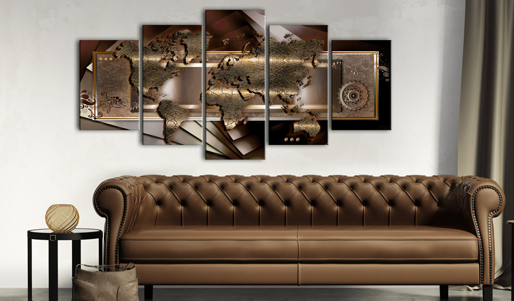 Quadro - Mappa marrone castagna, 100x50