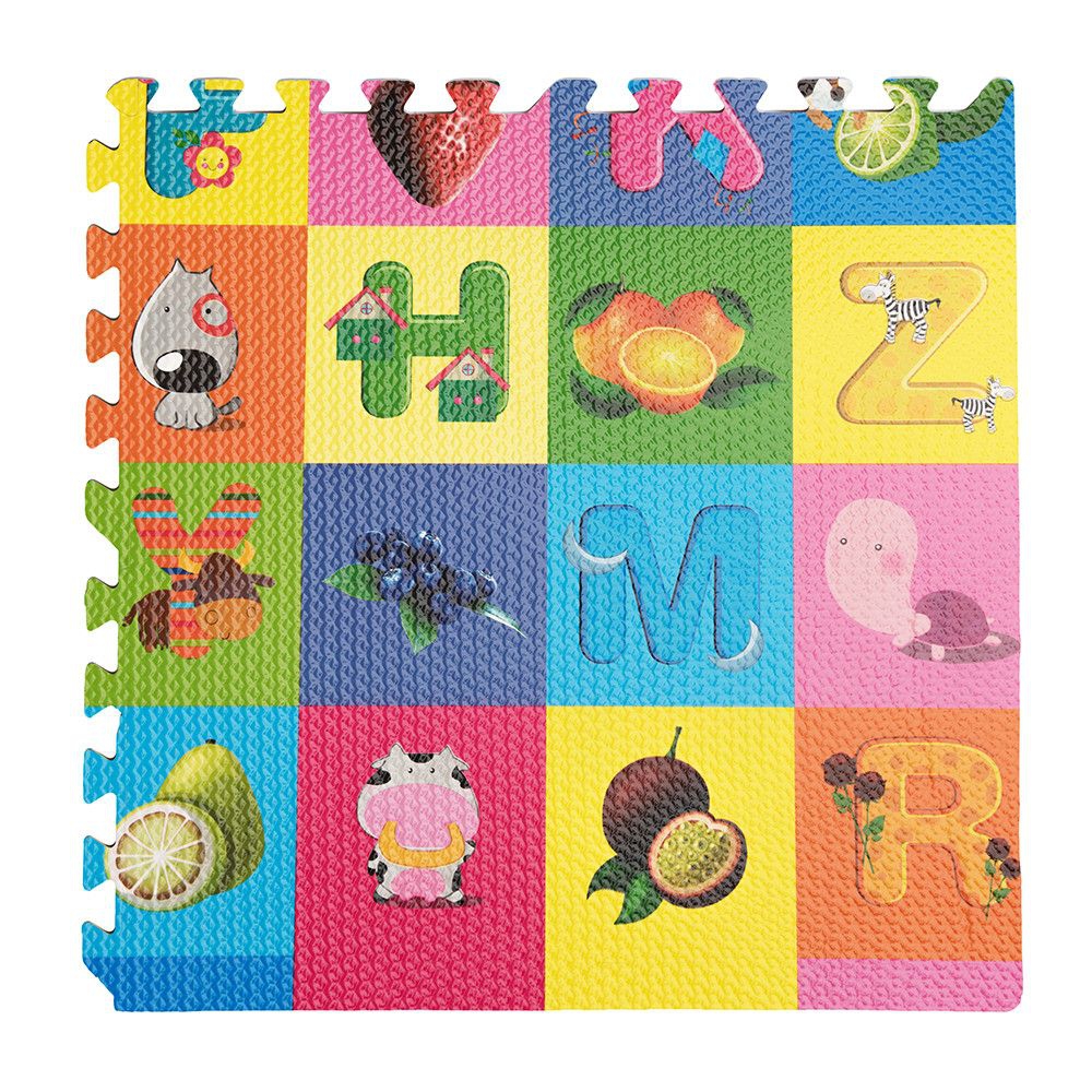 4Pz Tappeto Tappetino Puzzle Frutta 60 X 60 X 0,8 Cm Per Bambini Da Interno