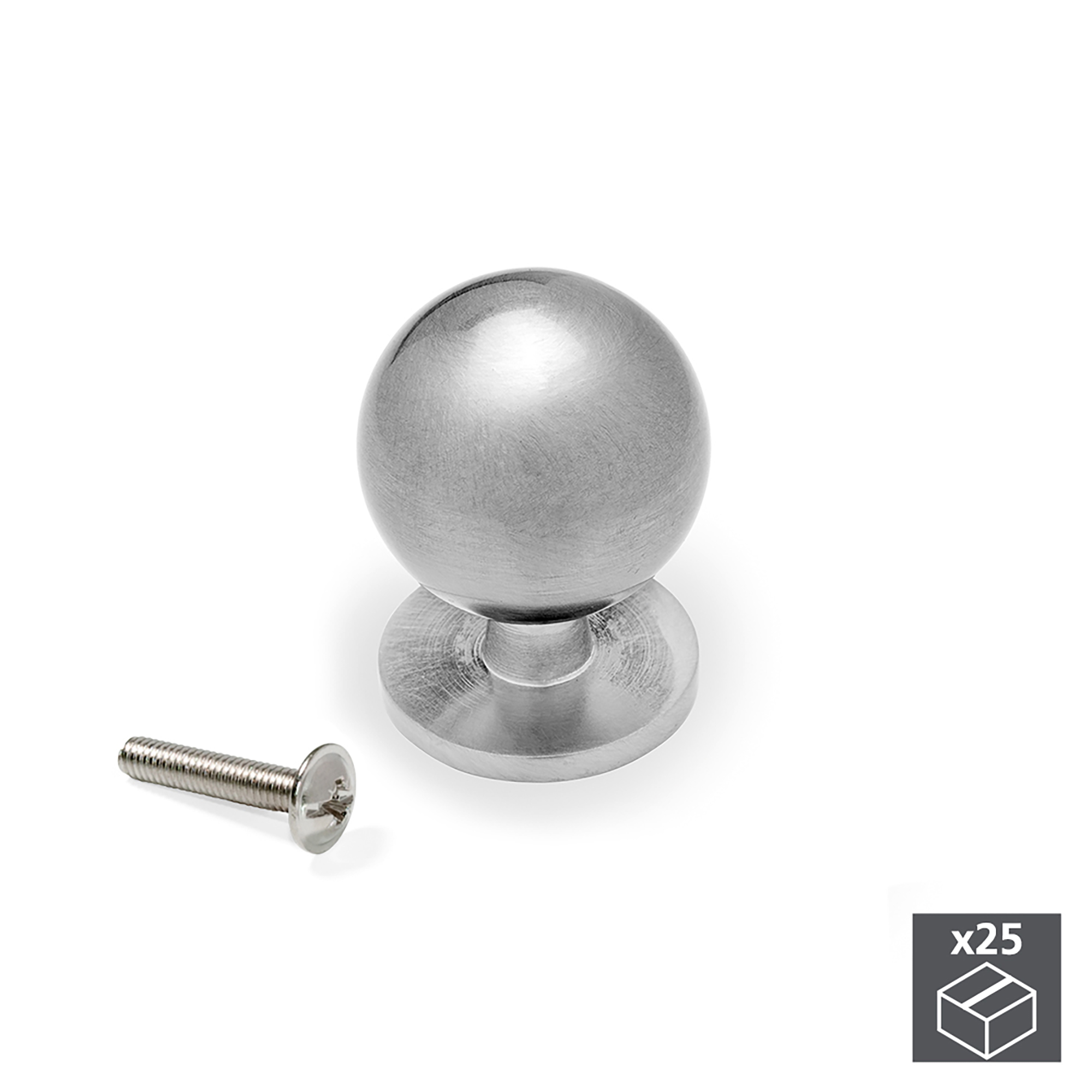 Emuca Pomolo per mobile, D. 25 mm, Zama, Nichel satinato, 25 u.