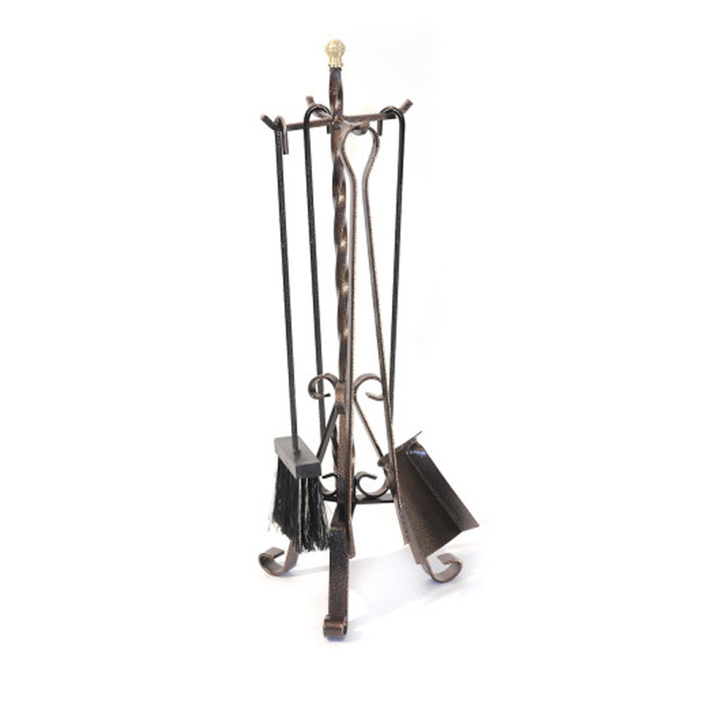 Set 4 pz accessori per camino in ferro 25x70h