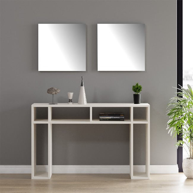 Henn&Hart Tavolo consolle rettangolare in legno da 140 cm, tavolo da ingresso, divano con ripiano in legno per ingresso, soggiorno, divano, corridoio o ufficio, colore bianco faggio