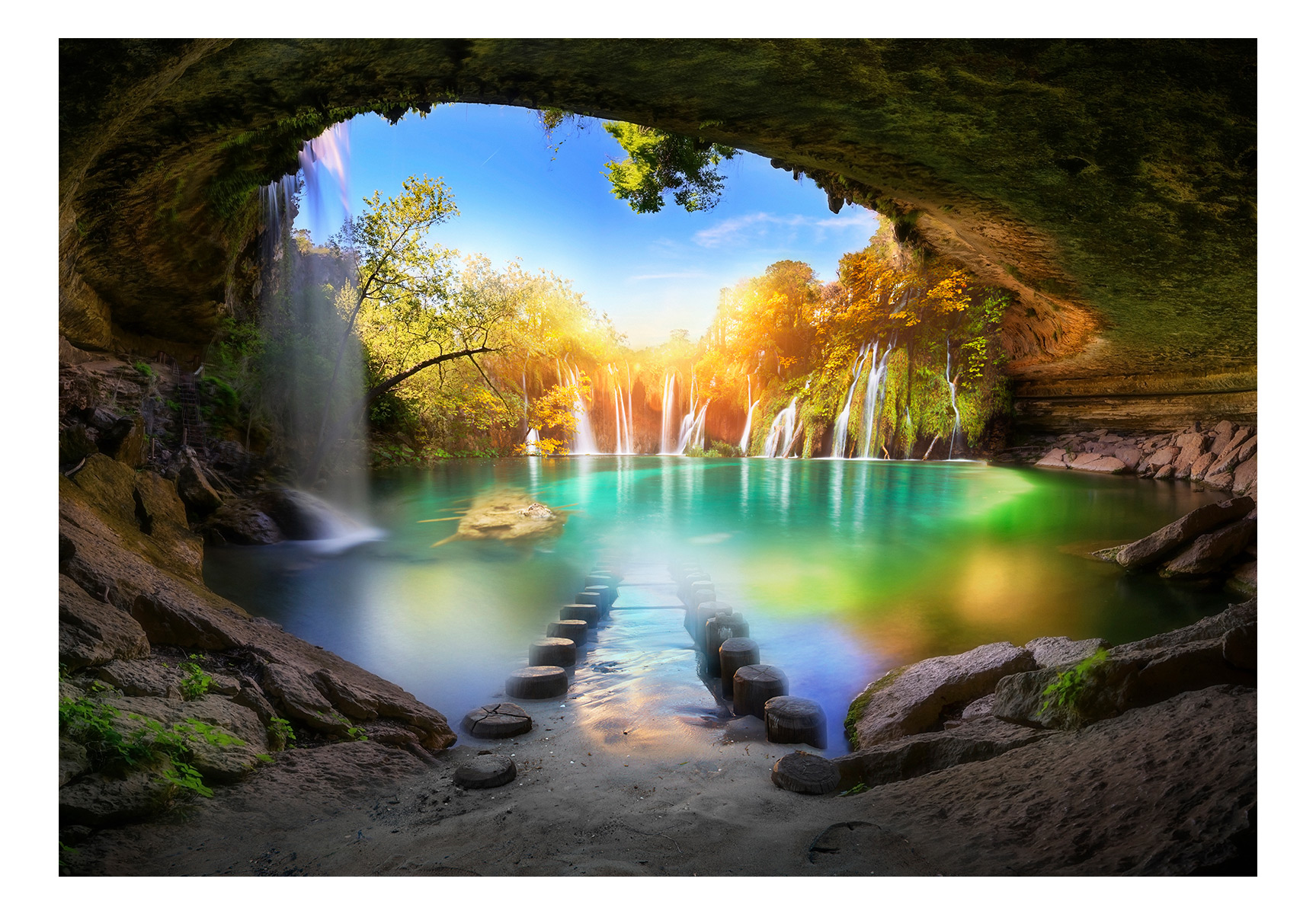 Fotomurale adesivo - Turquoise Lake, 196x140