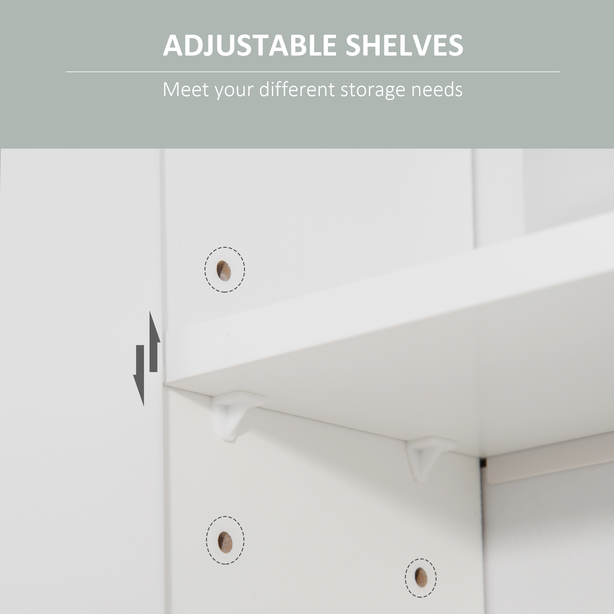 kleankin Wall Mounted Bathroom Cabinet, Double Door Storage Cupboard with Adjustable Shelf, White